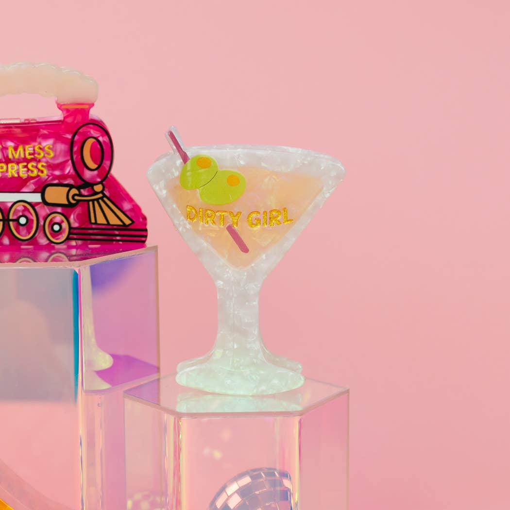 Dirty Girl - Martini Acetate Hair Claw Clip, Funny Gift