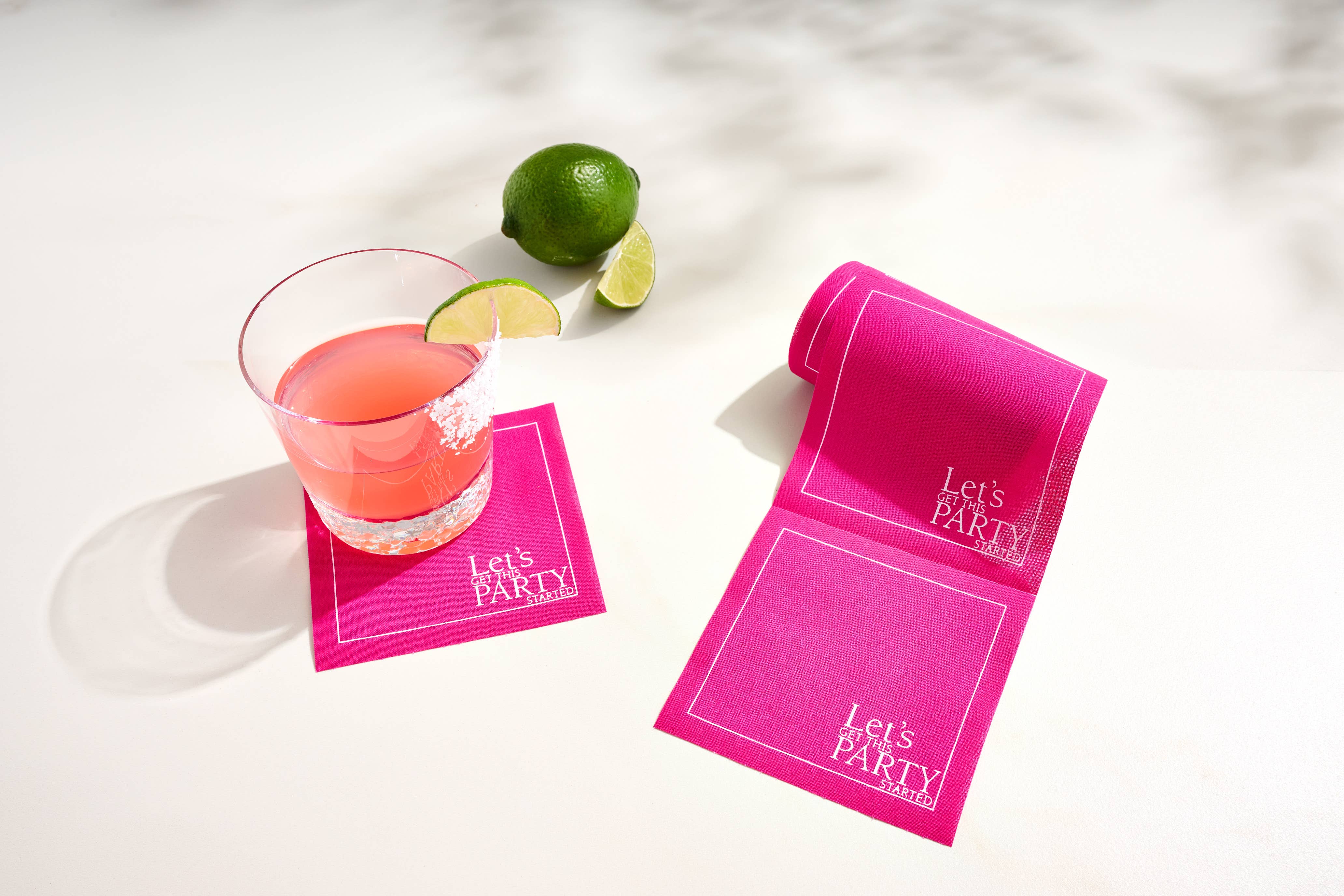 Cotton Cocktail Napkin Roll: Blush Crush (Fuchsia Pink)