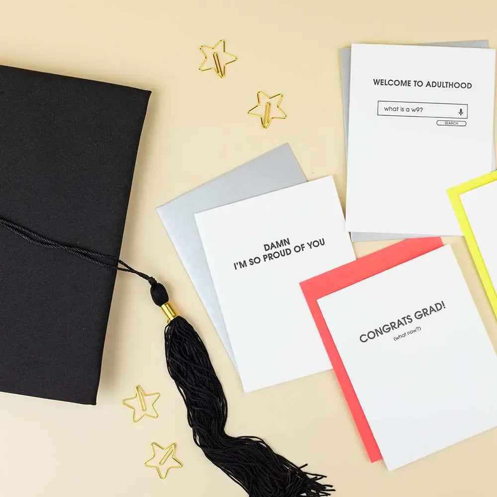 Welcome to Adulthood W9 Letterpress Graduation Card
