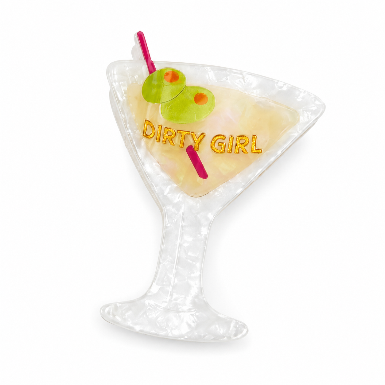 Dirty Girl - Martini Acetate Hair Claw Clip, Funny Gift