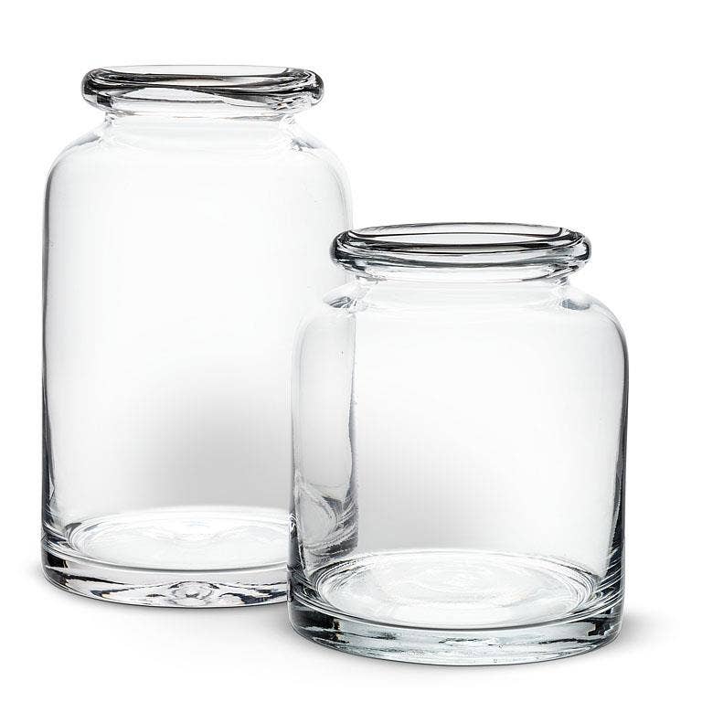 Wide Roll Top Bottle Vase - 6"H