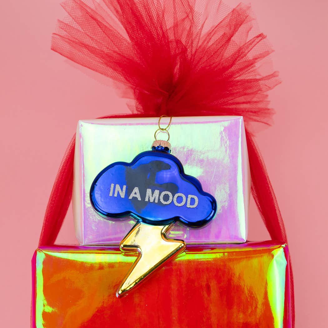 In A Mood - Lightning + Cloud Glass Ornament, Holiday Gift
