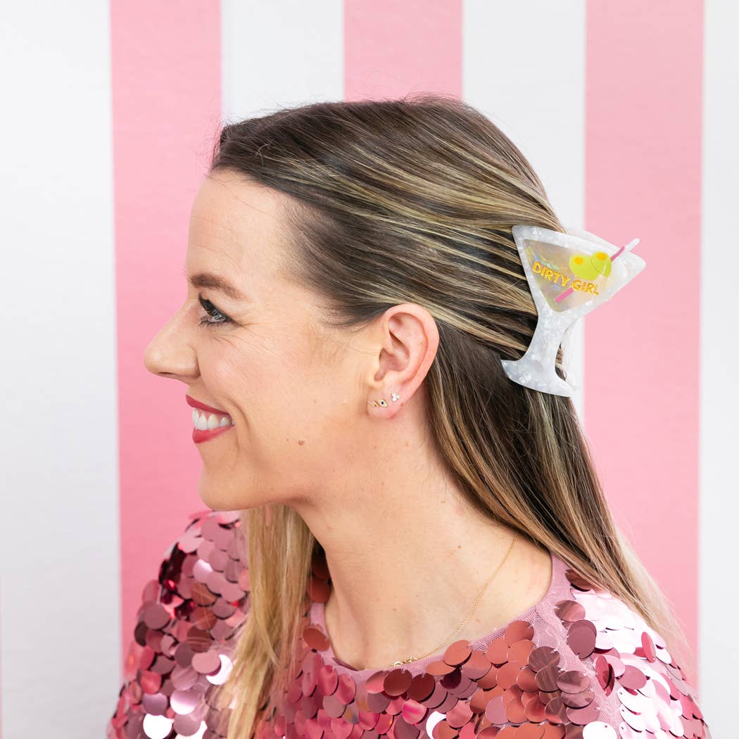 Dirty Girl - Martini Acetate Hair Claw Clip, Funny Gift