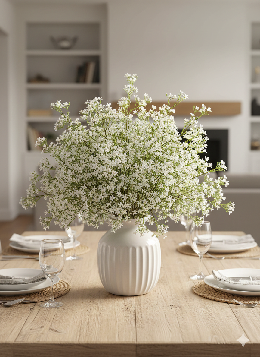 12PC 30" White Mini Flower Spray – Faux Small Blossom Stem