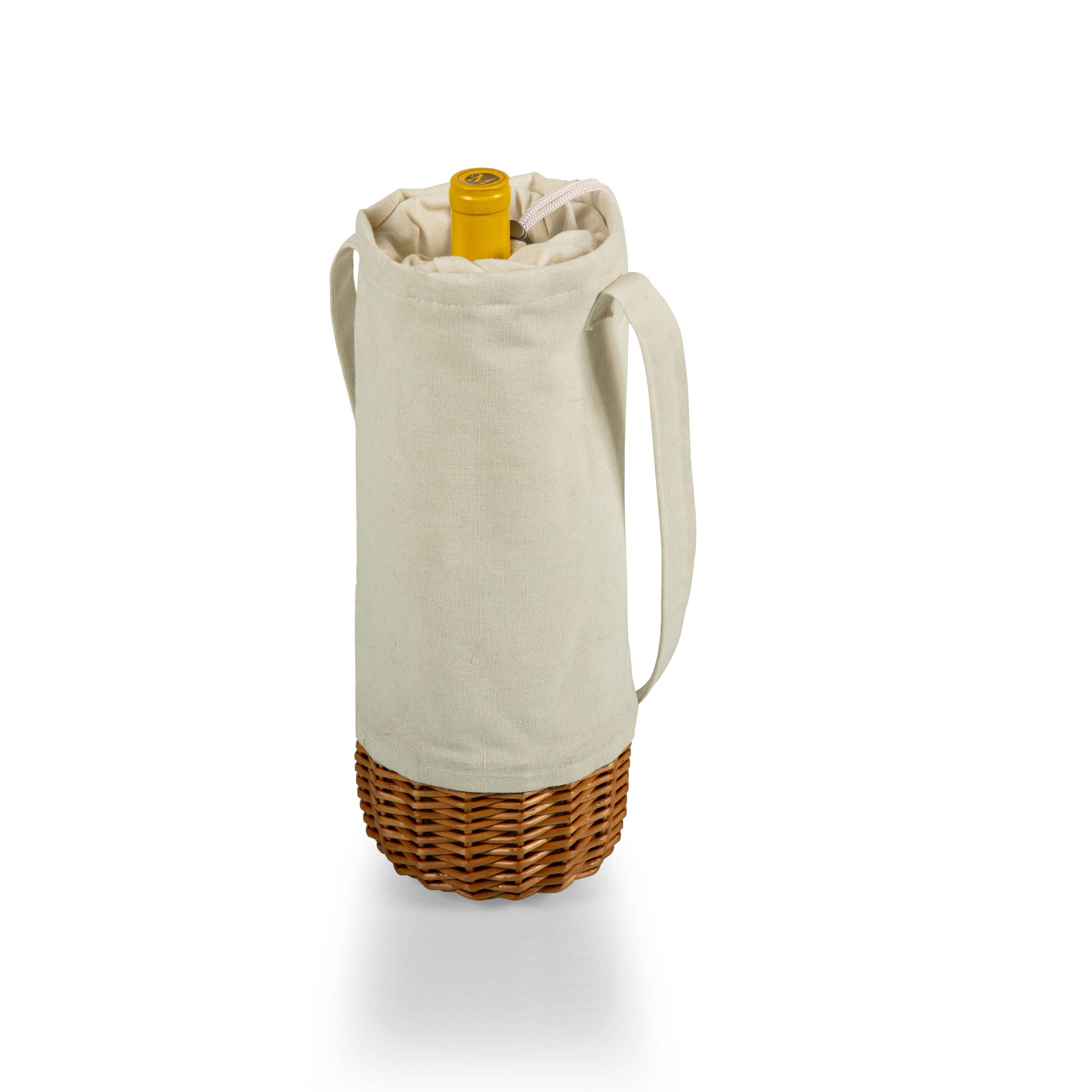 Malbec Insulated Canvas and Willow Wine Basket (Beige)