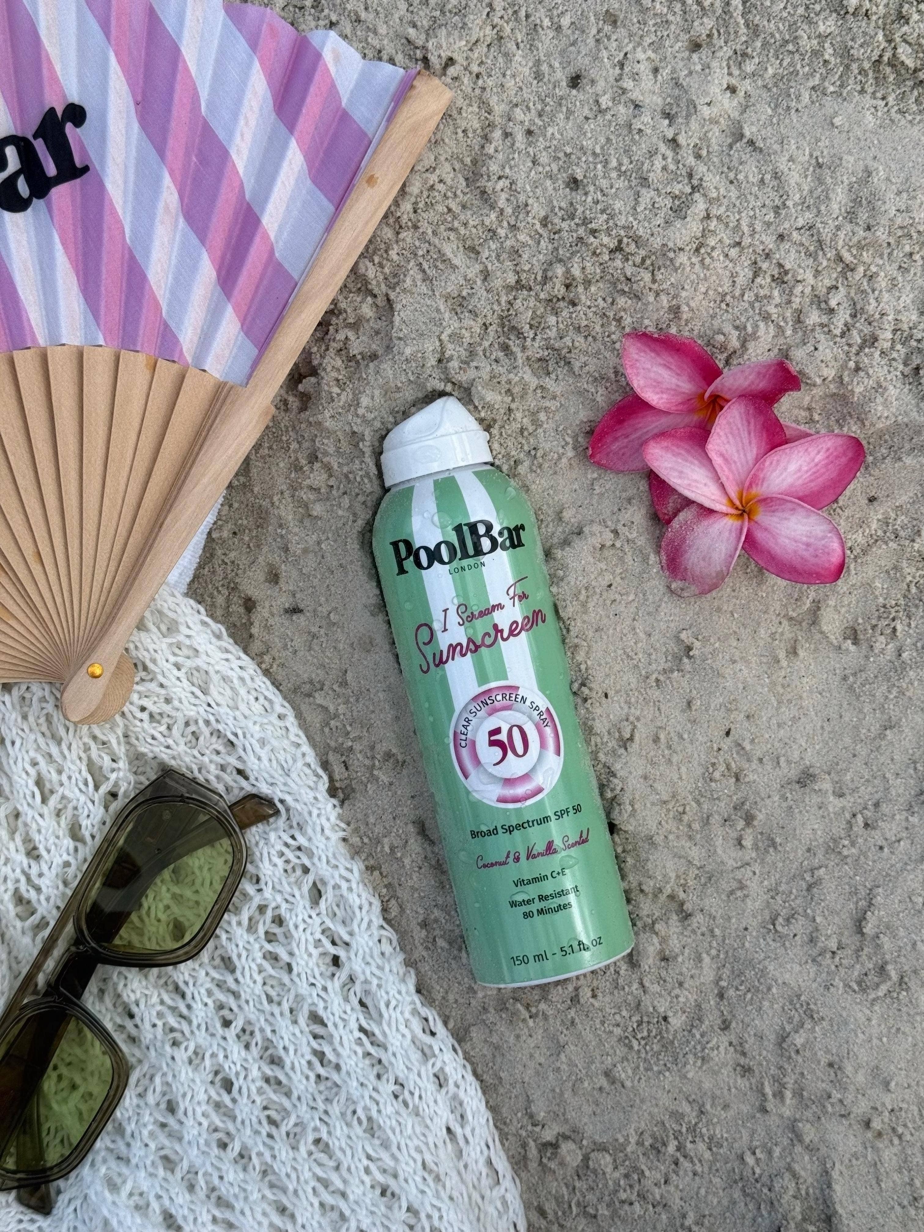 SPF 50 Clear Sunscreen Spray-Coconut and Vanilla Scented