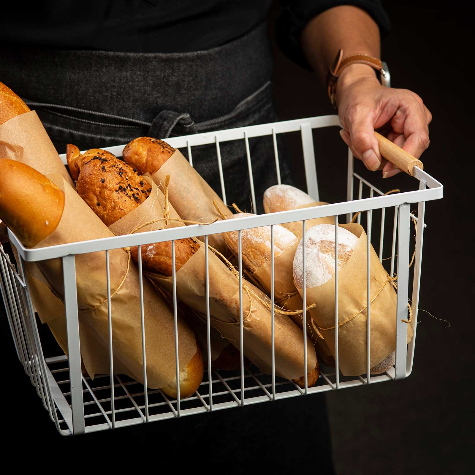 Storage Basket with Handles, White 14.5 x 10.25 x 7.25"