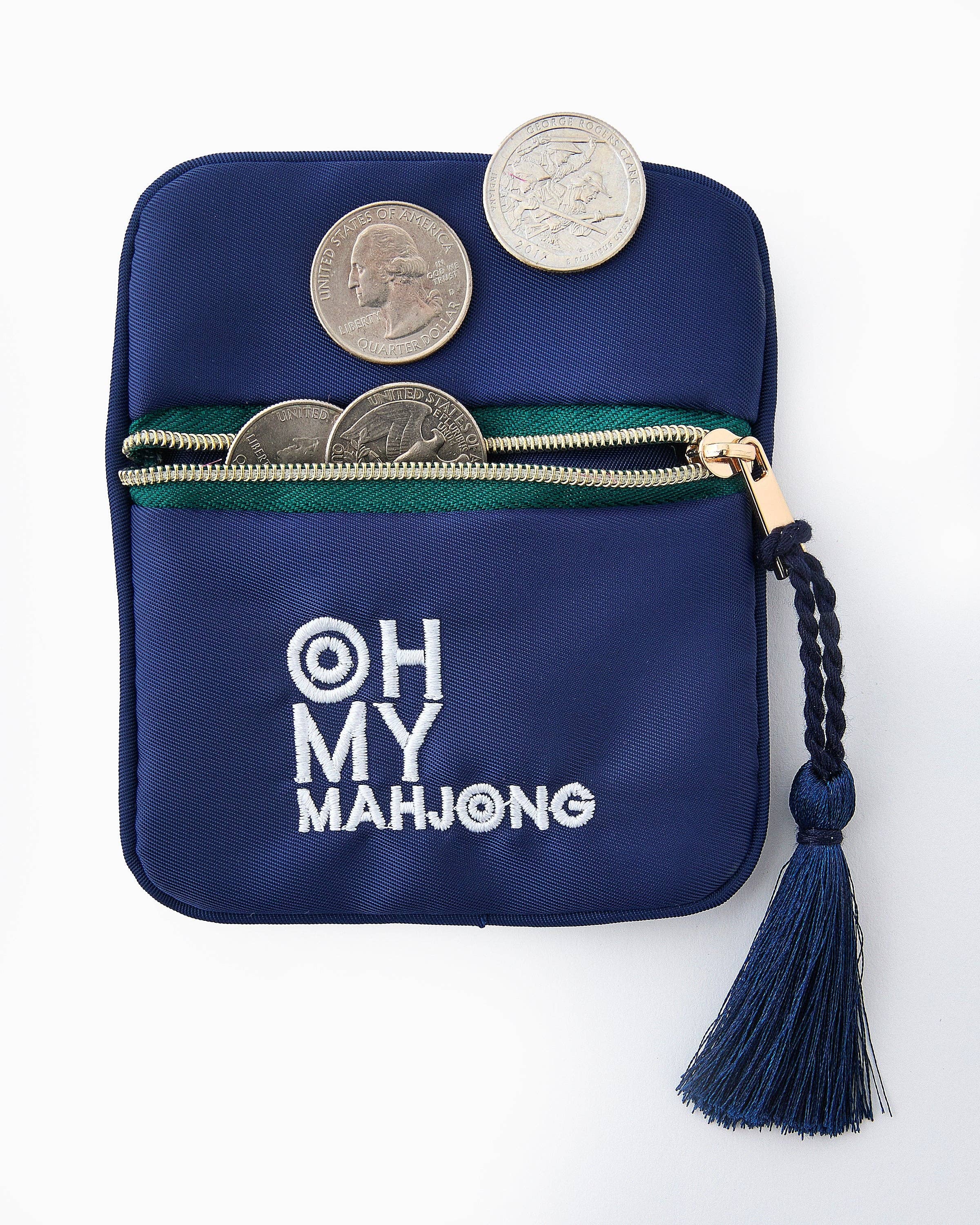 Mahjong Blue Coin & Dice Bag