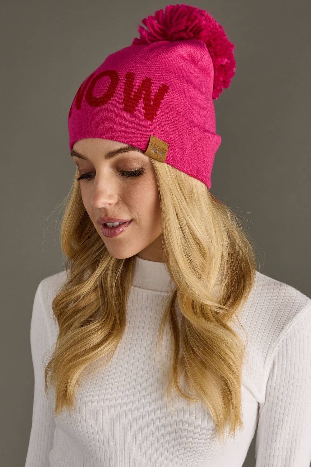 Bright Pink Snow Pom Hat