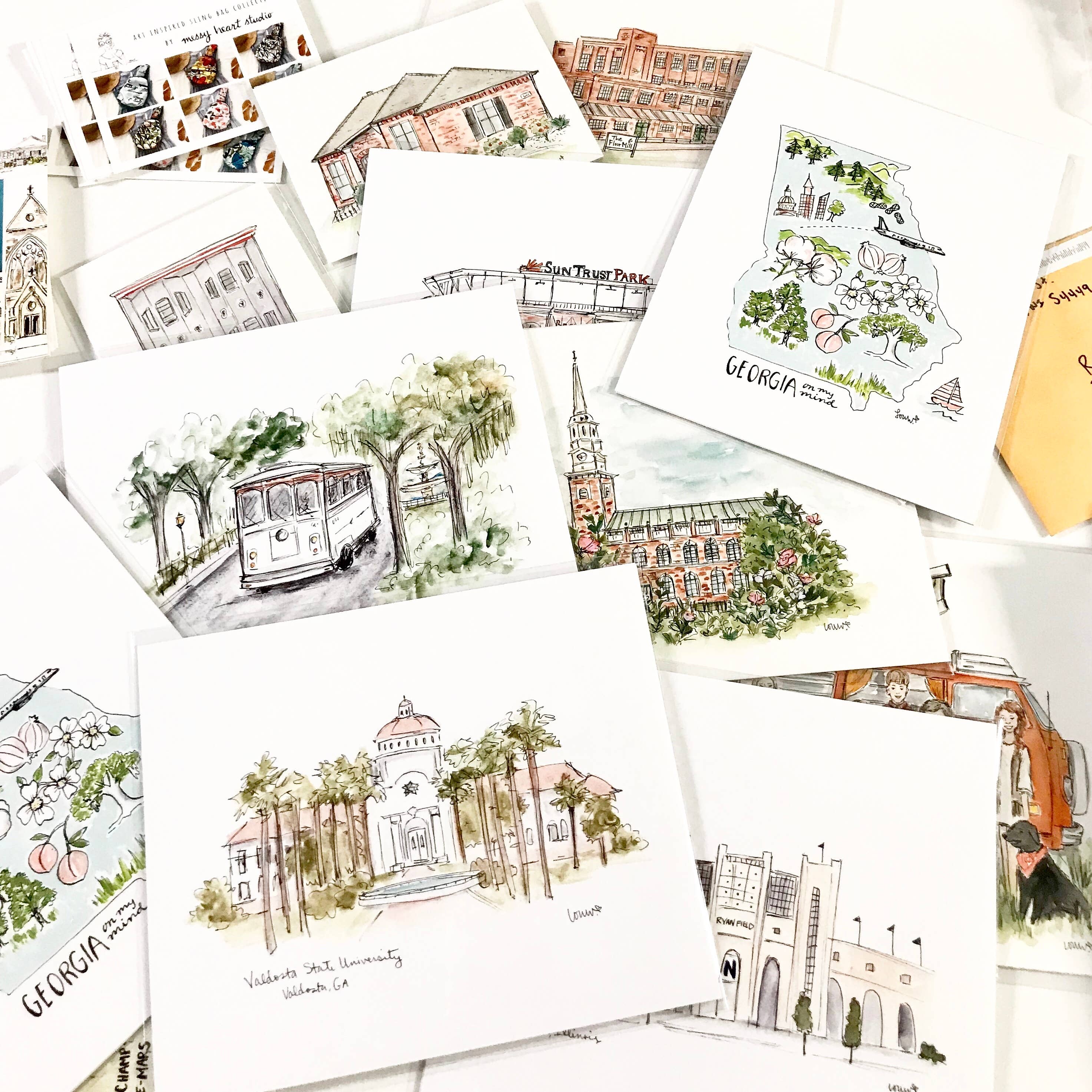 Messy Heart Studio- RFH Custom Local Landmark Watercolor Prints, Personalized Art