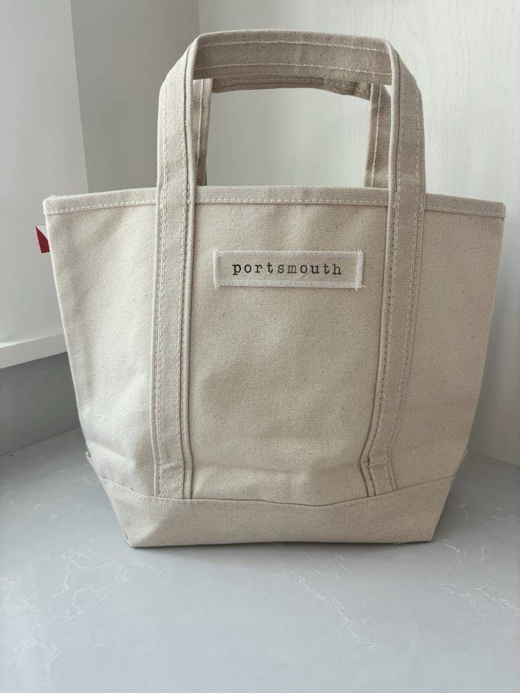 Personalized Town Name Canvas Mini Boat Tote - hand stamped