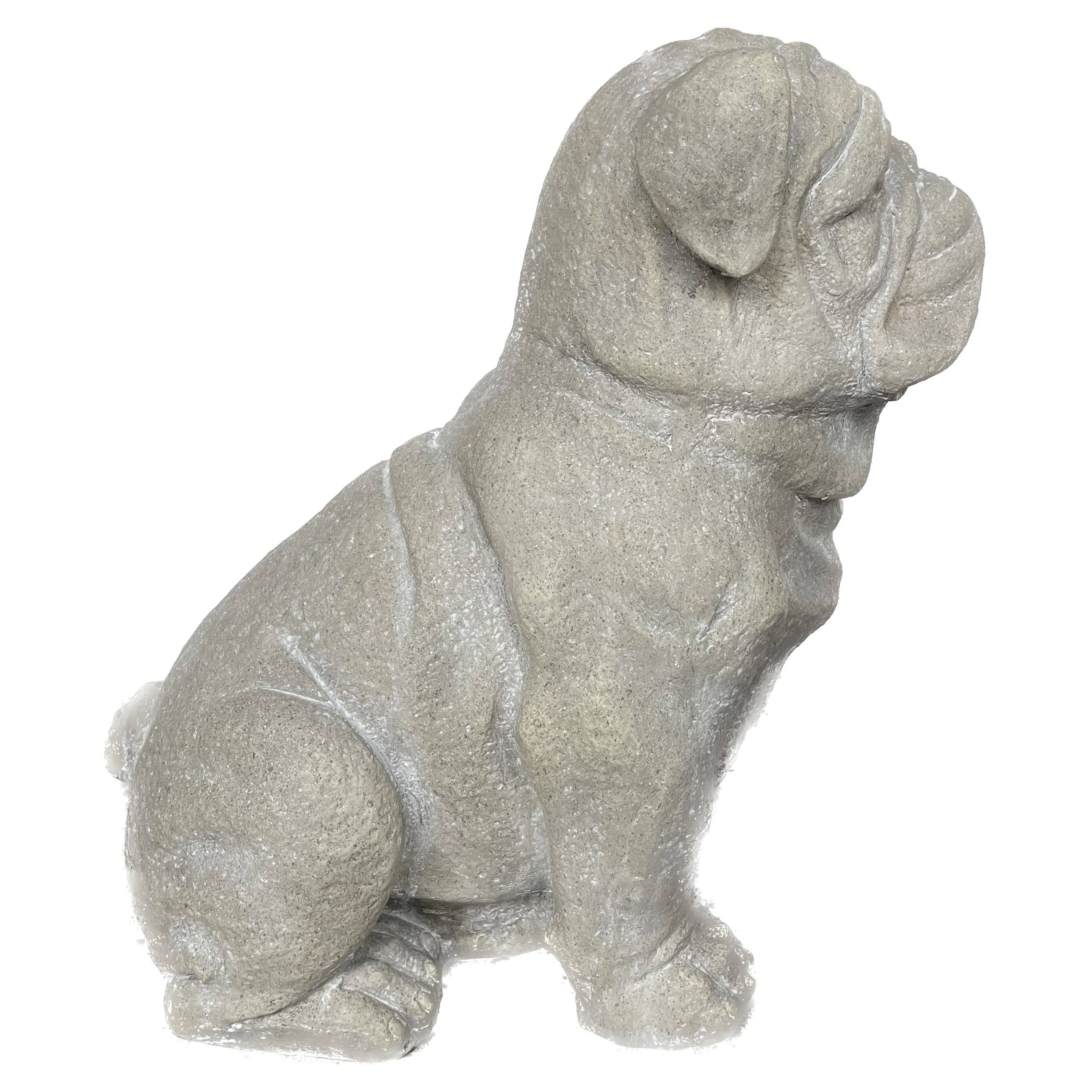 Sitting Bulldog Garden
 Resin Statue 16"