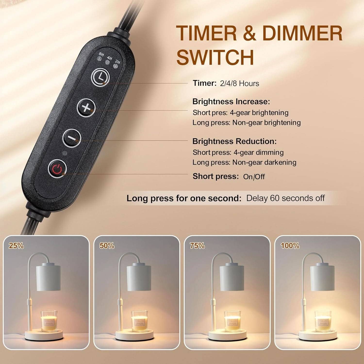 White Commercial Grade Candle Warmer Lamp With Timer