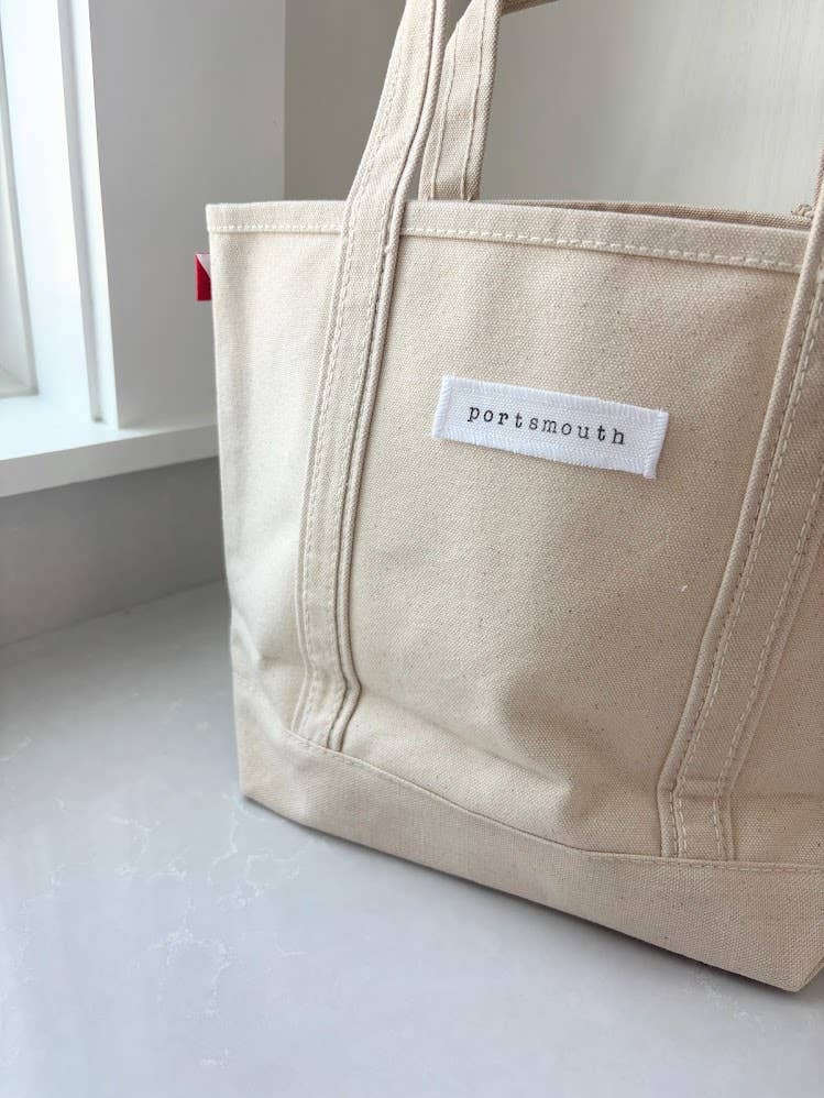 Personalized Town Name Canvas Mini Boat Tote - hand stamped
