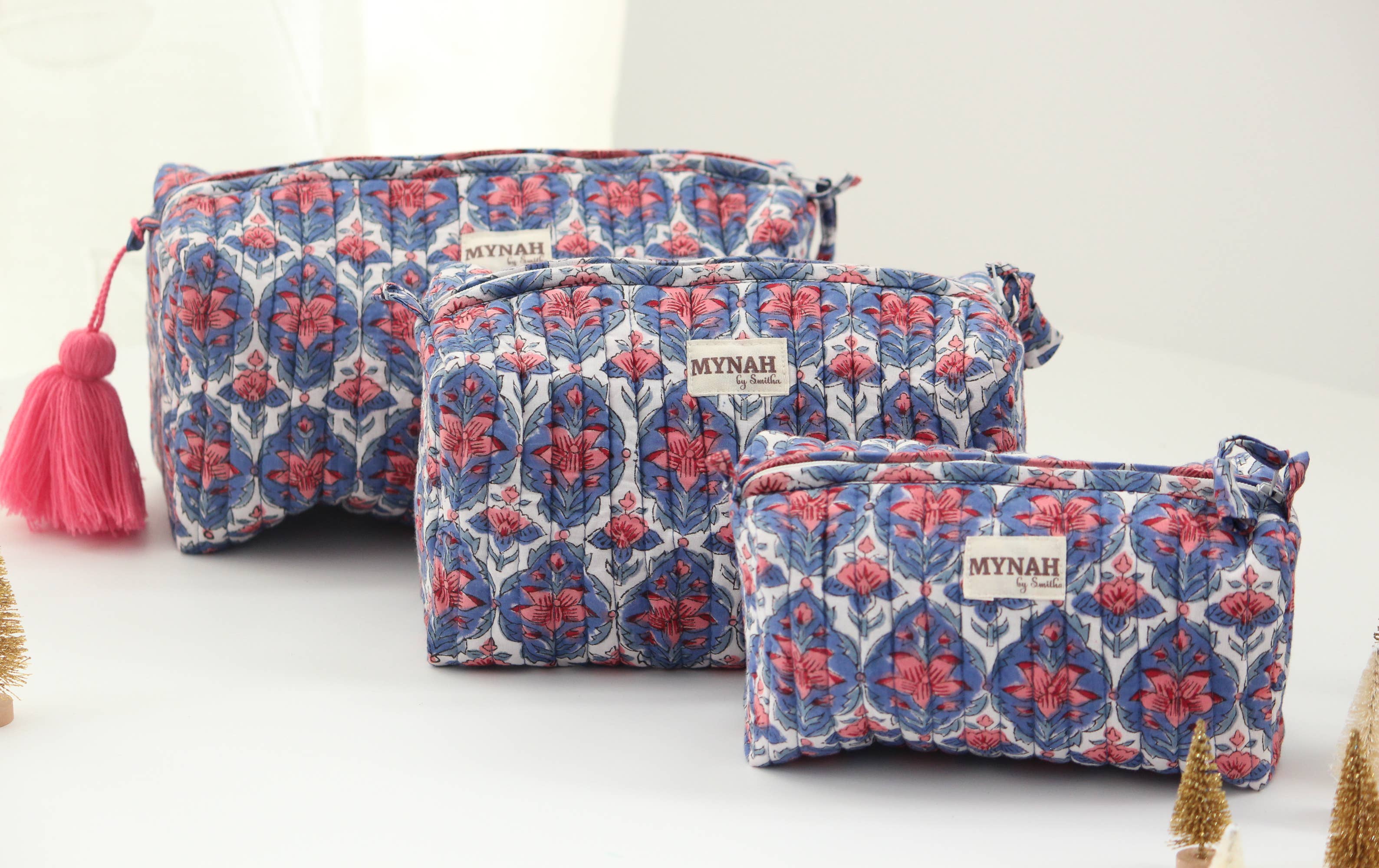 Nantucket floral print travel/make up/organizer/bag-Set of 3