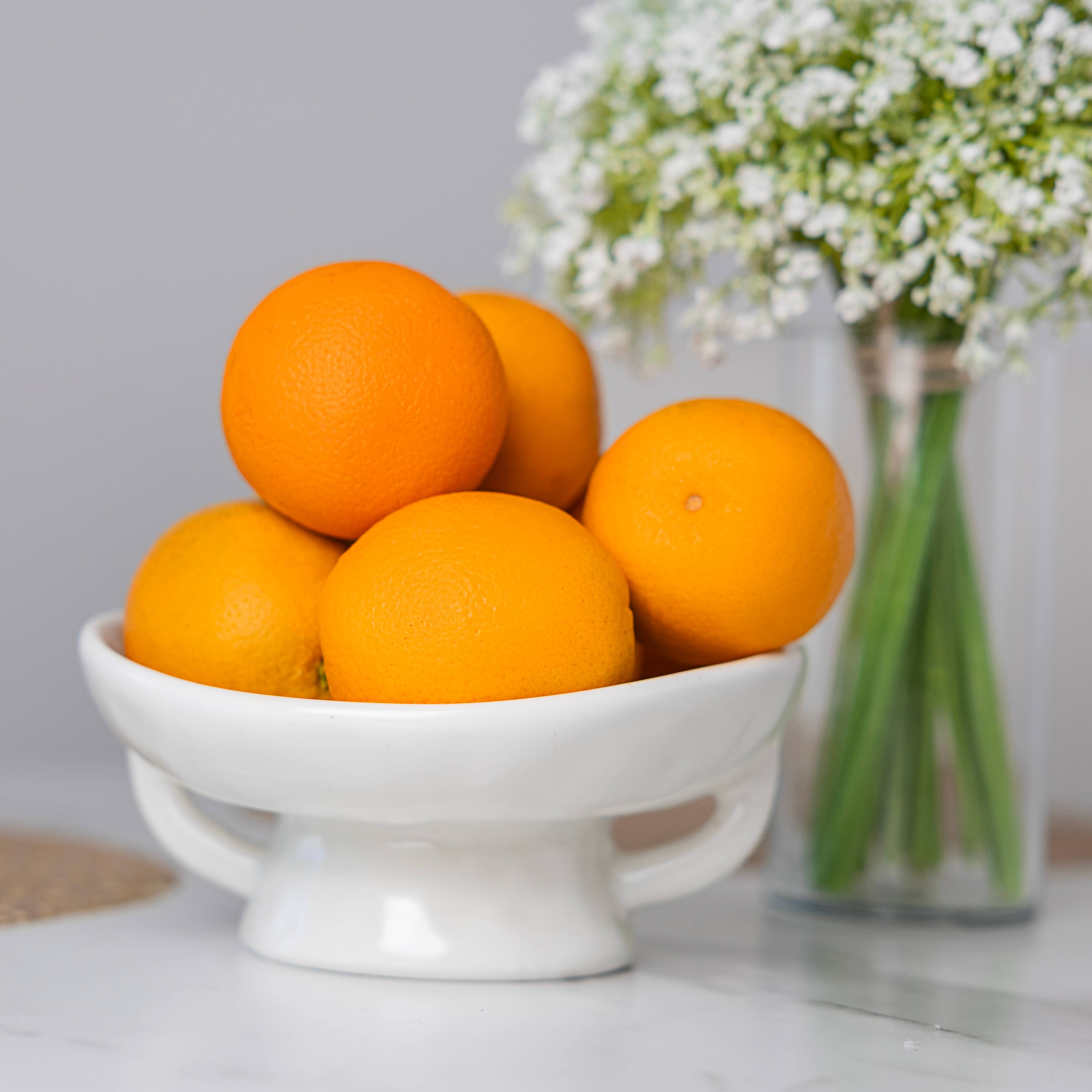 Fox Run White Ceramic Fruit Bowl, 3.5" x 8" x 9"