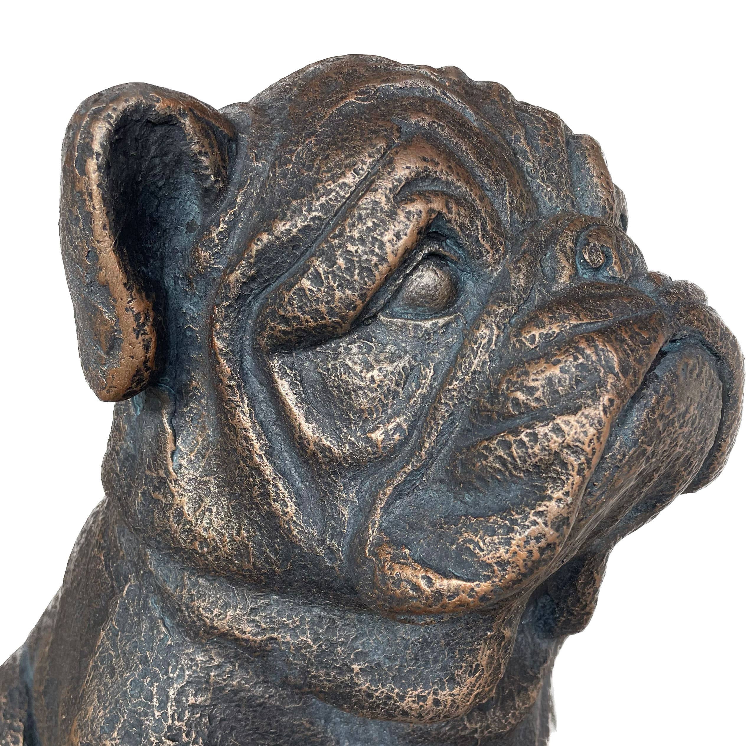 Sitting Bulldog Garden
 Resin Statue 16"