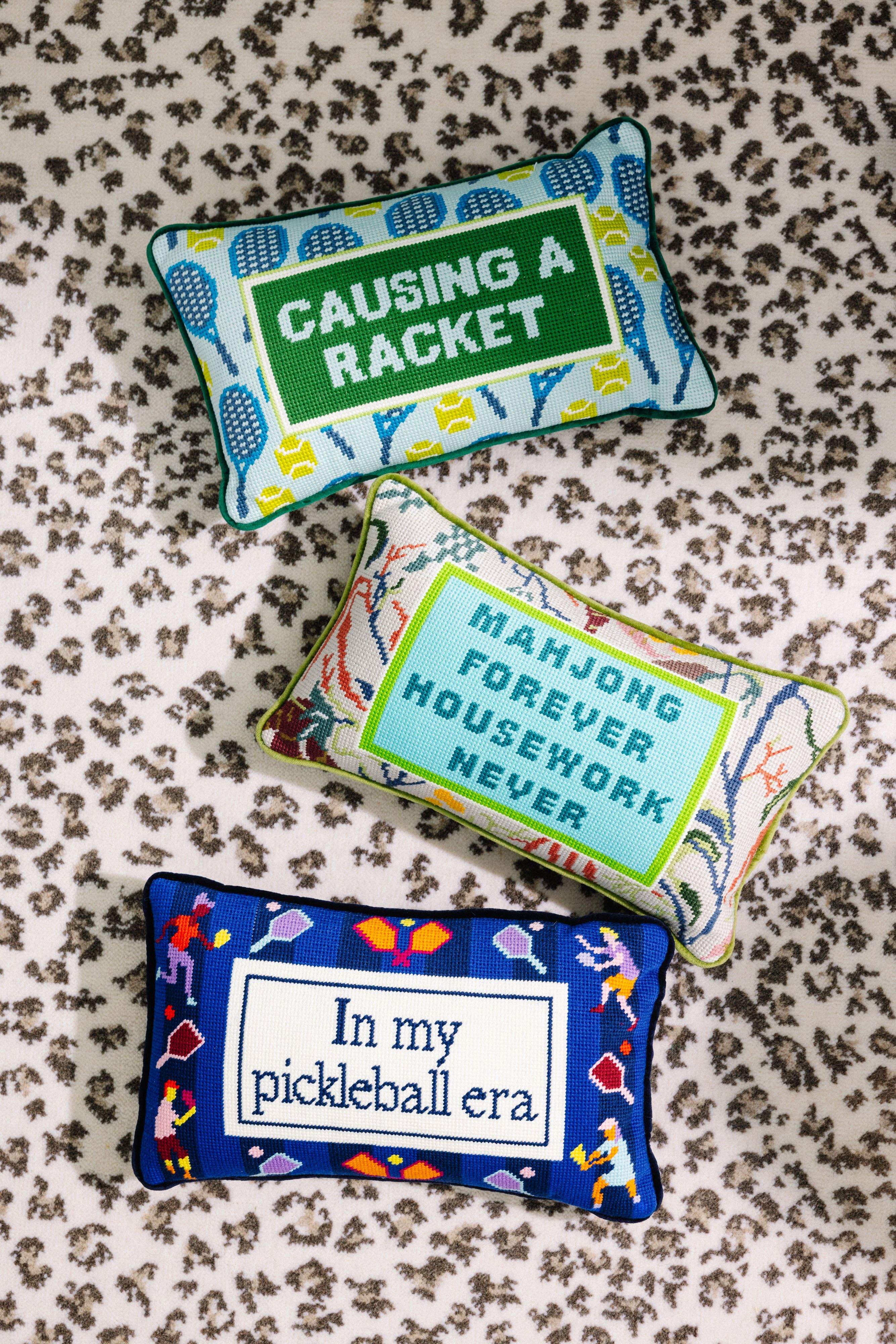 Mahjong Needlepoint Pillow