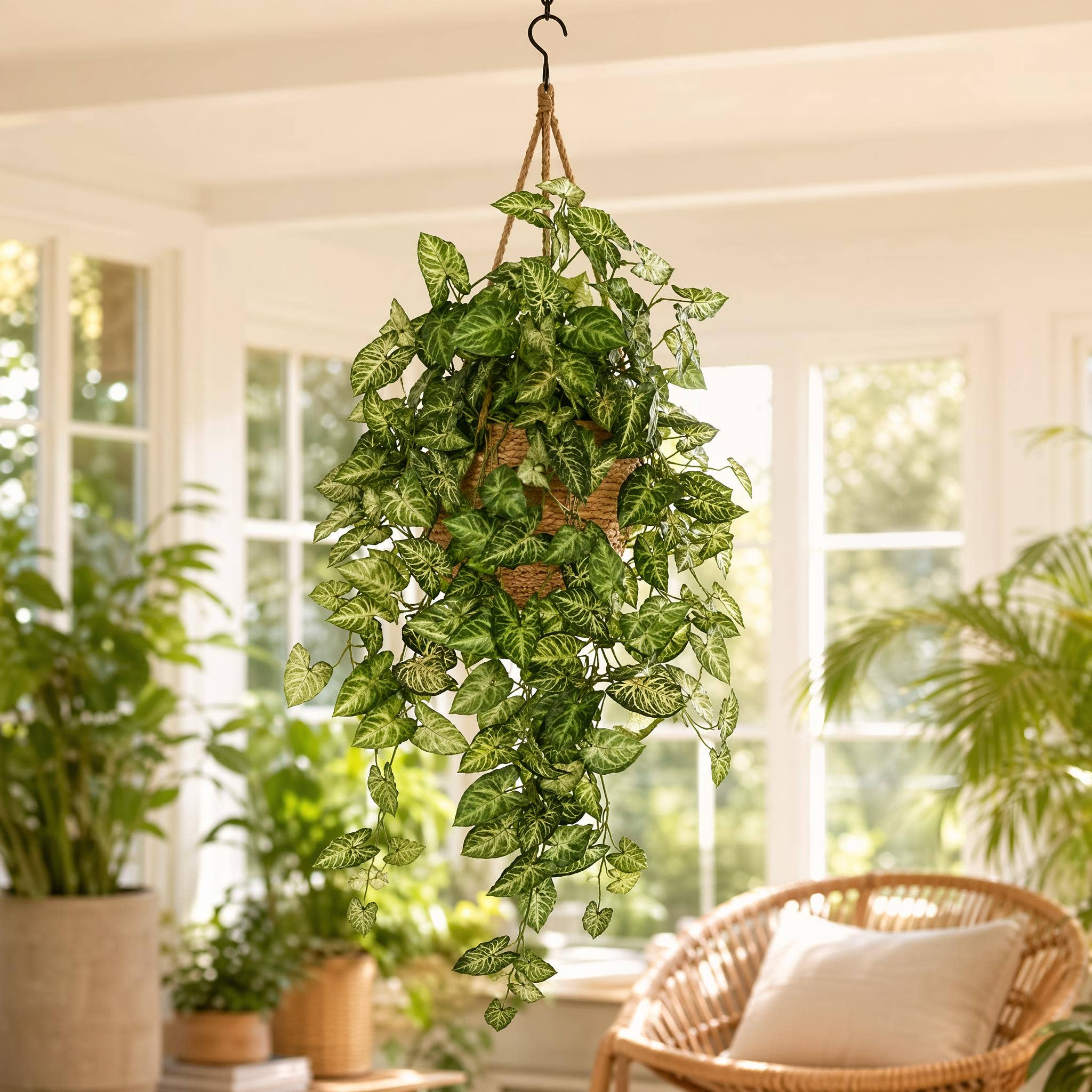 38" Nepthytis Hanging Bush With 196 Leaves Faux