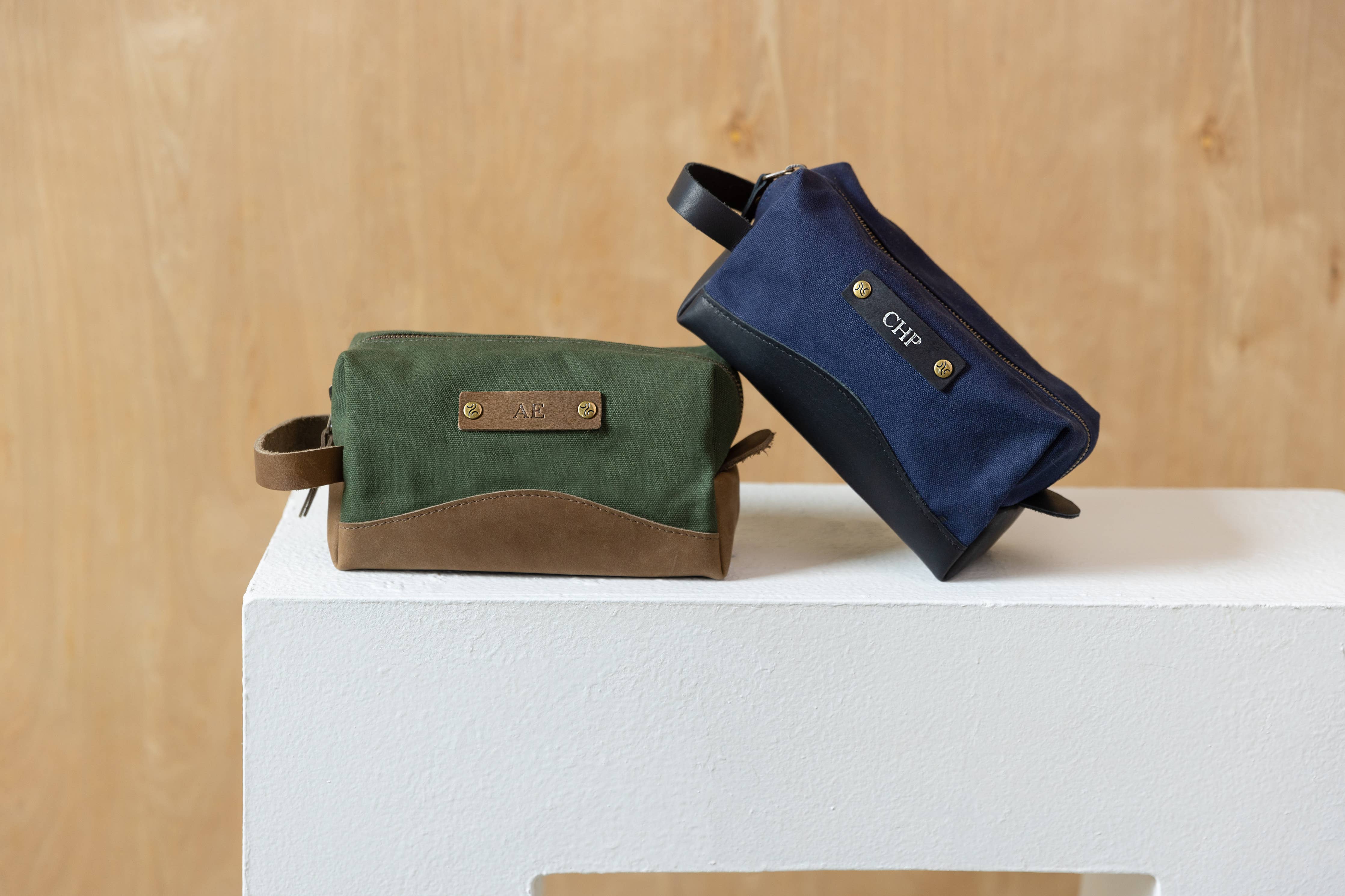 Canvas and Leather Travel Kit - Full Grain Leather - USA Made