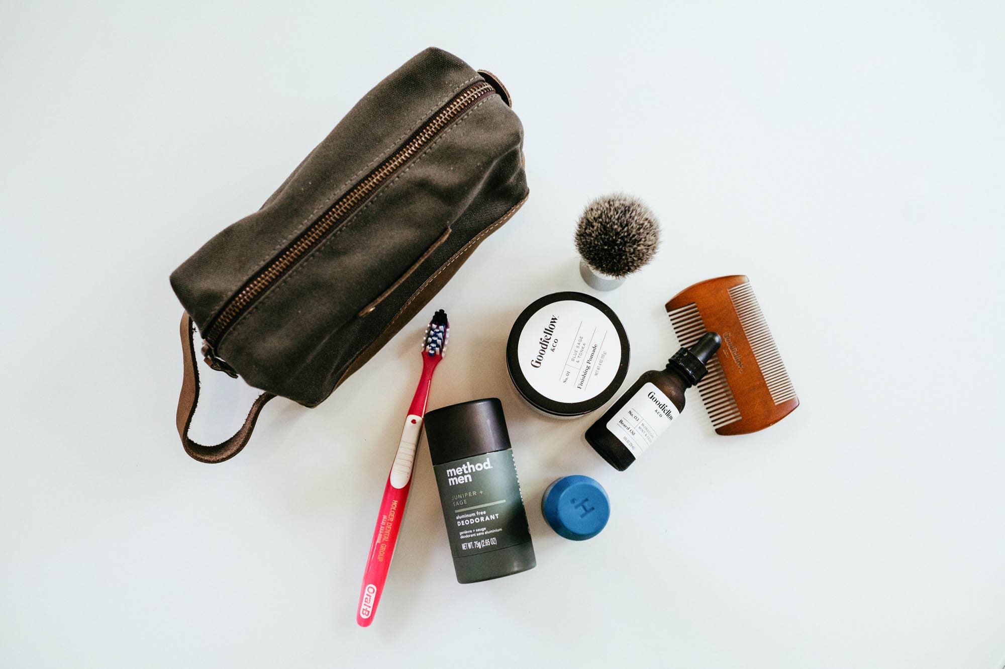 Canvas and Leather Travel Kit - Full Grain Leather - USA Made