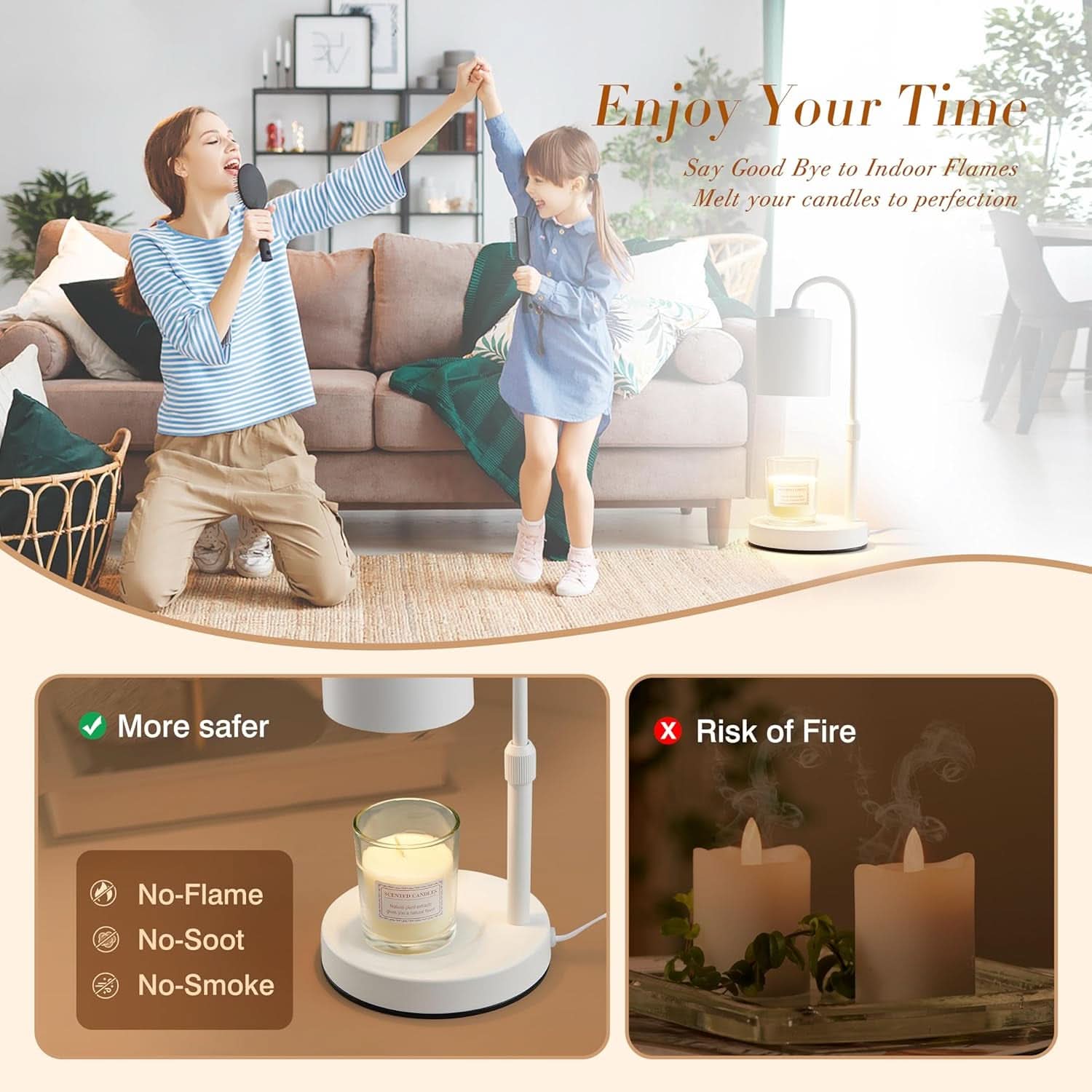 White Commercial Grade Candle Warmer Lamp With Timer