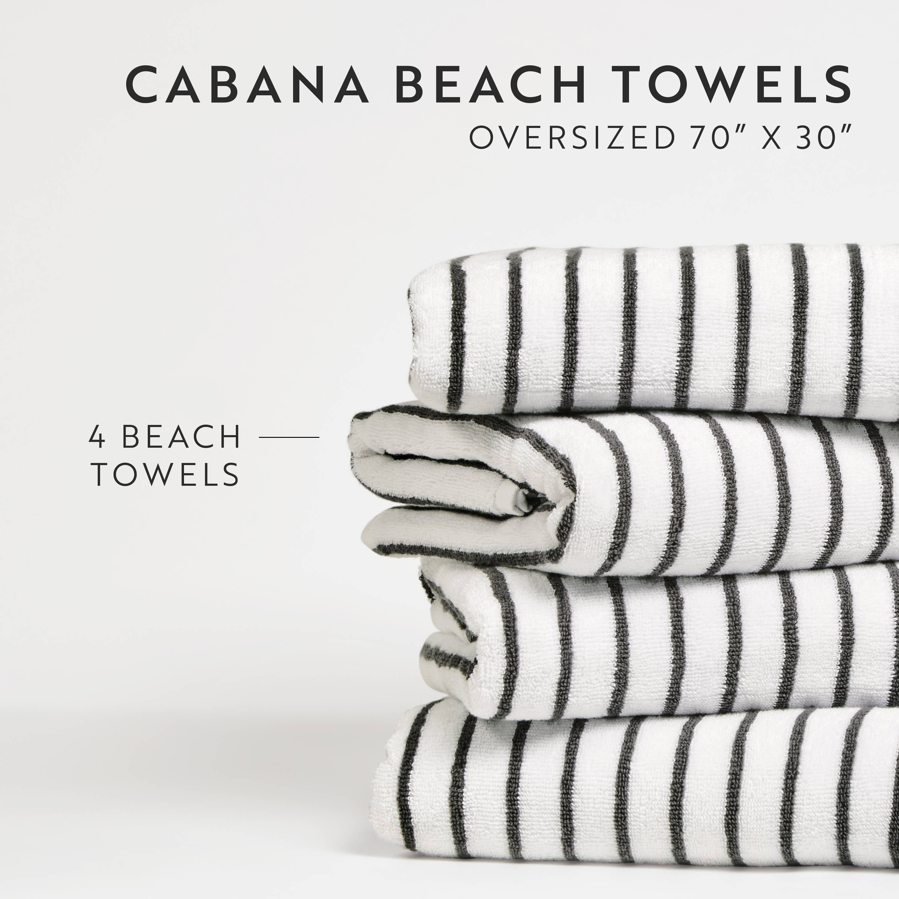 Cabana Stripe Beach Pool Towel 4pack - 100% Ring Spun Cotton