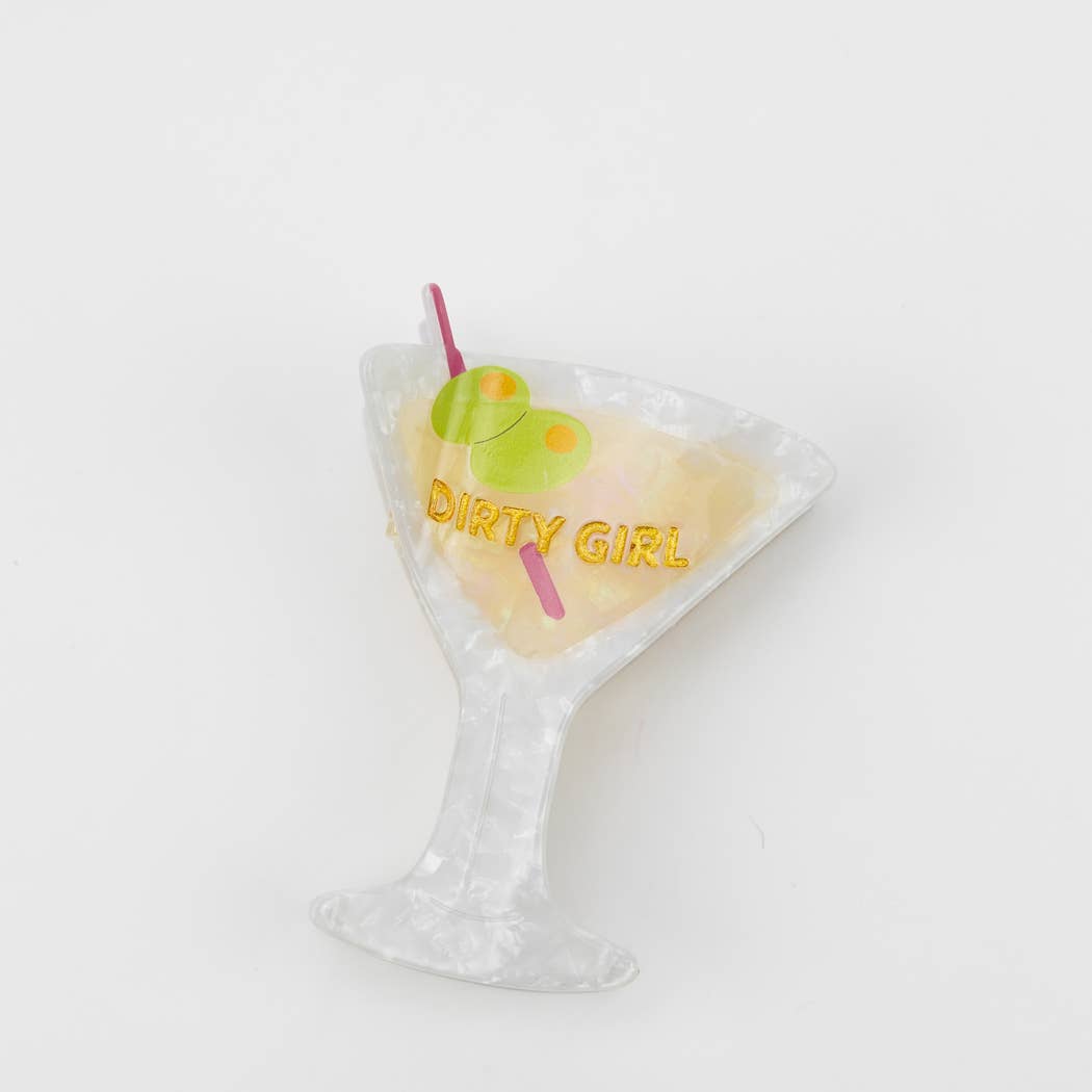 Dirty Girl - Martini Acetate Hair Claw Clip, Funny Gift