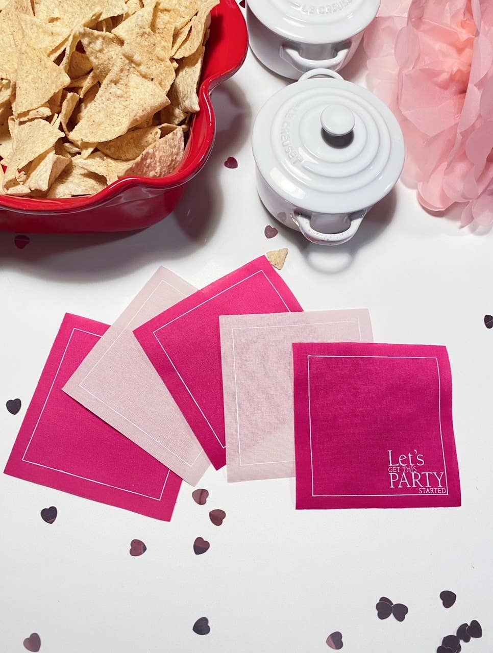 Cotton Cocktail Napkin Roll: Blush Crush (Fuchsia Pink)