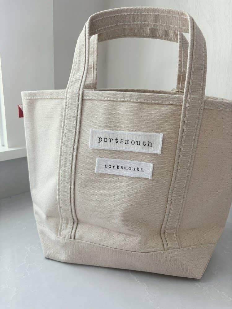 Personalized Town Name Canvas Mini Boat Tote - hand stamped