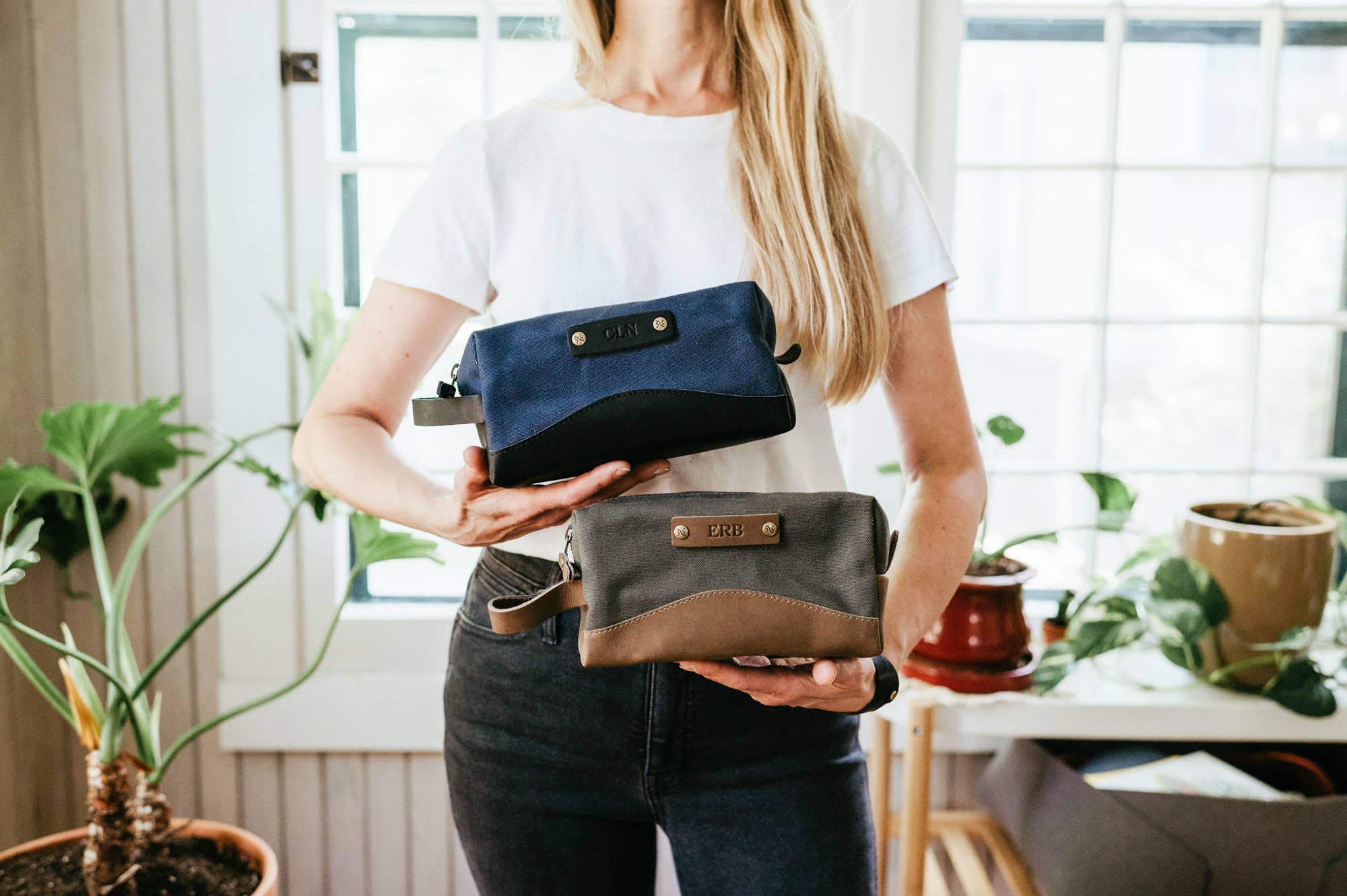 Canvas and Leather Travel Kit - Full Grain Leather - USA Made