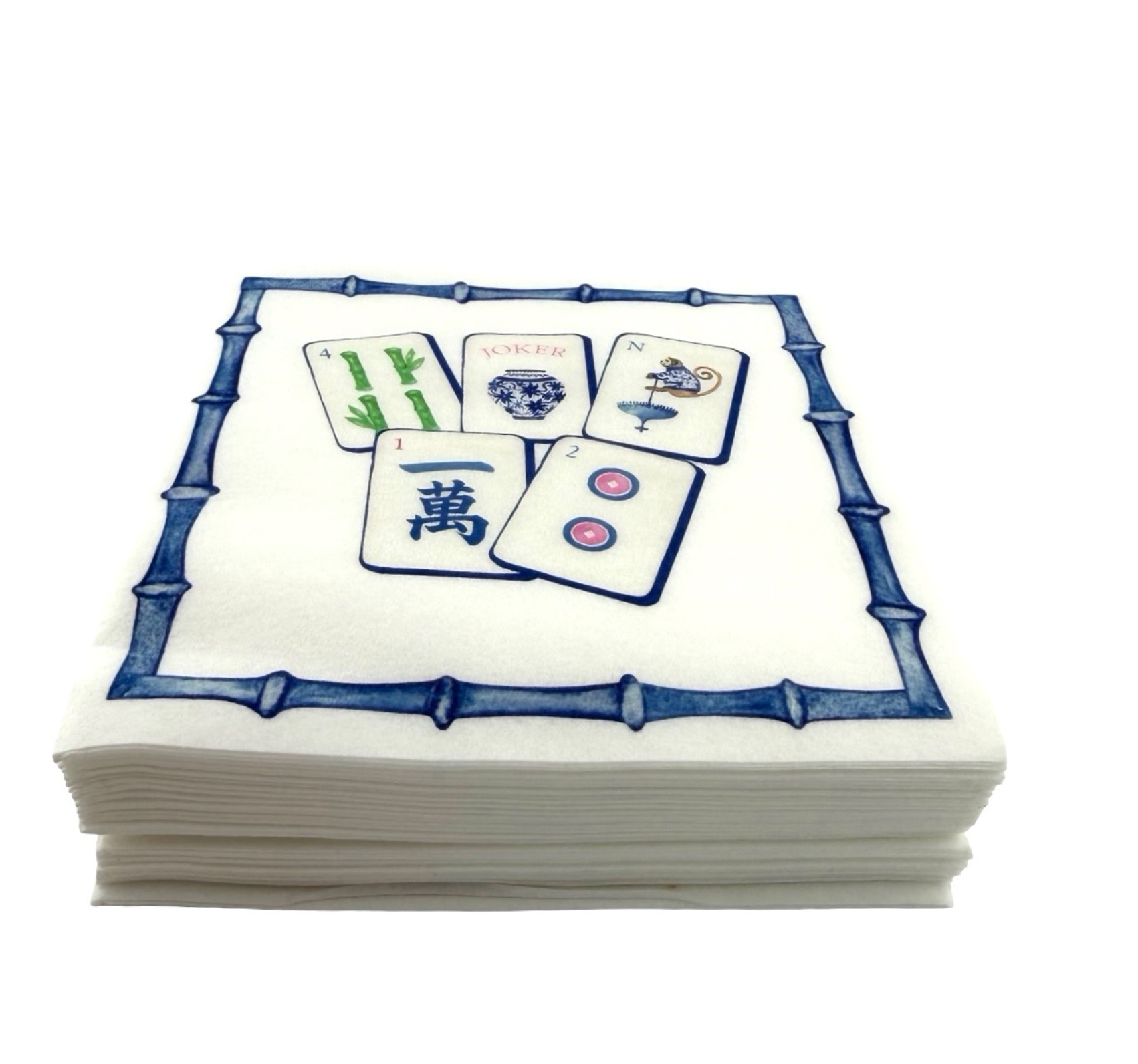 Linen-Feel Cocktail Napkins, Preppy Mahjong 