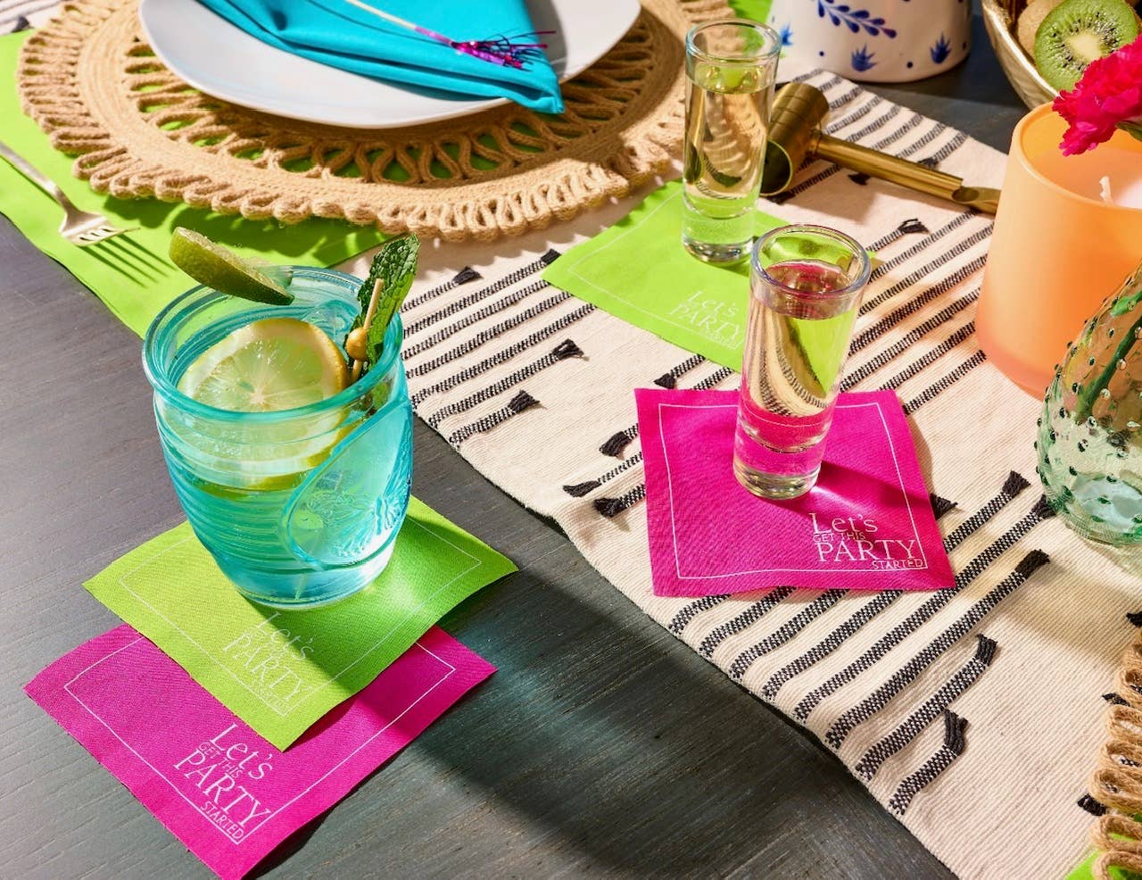 Cotton Cocktail Napkin Roll: Blush Crush (Fuchsia Pink)