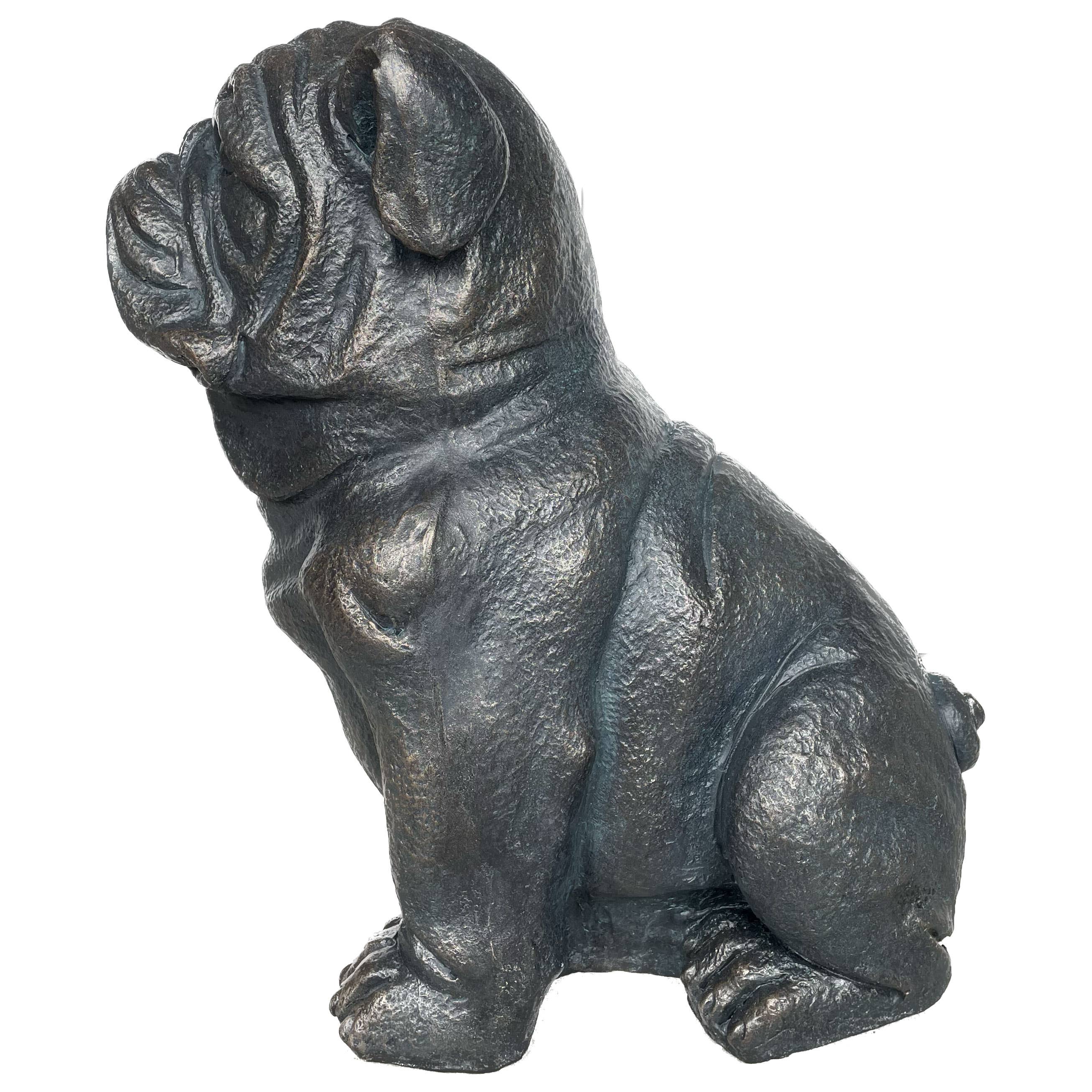 Sitting Bulldog Garden
 Resin Statue 16"