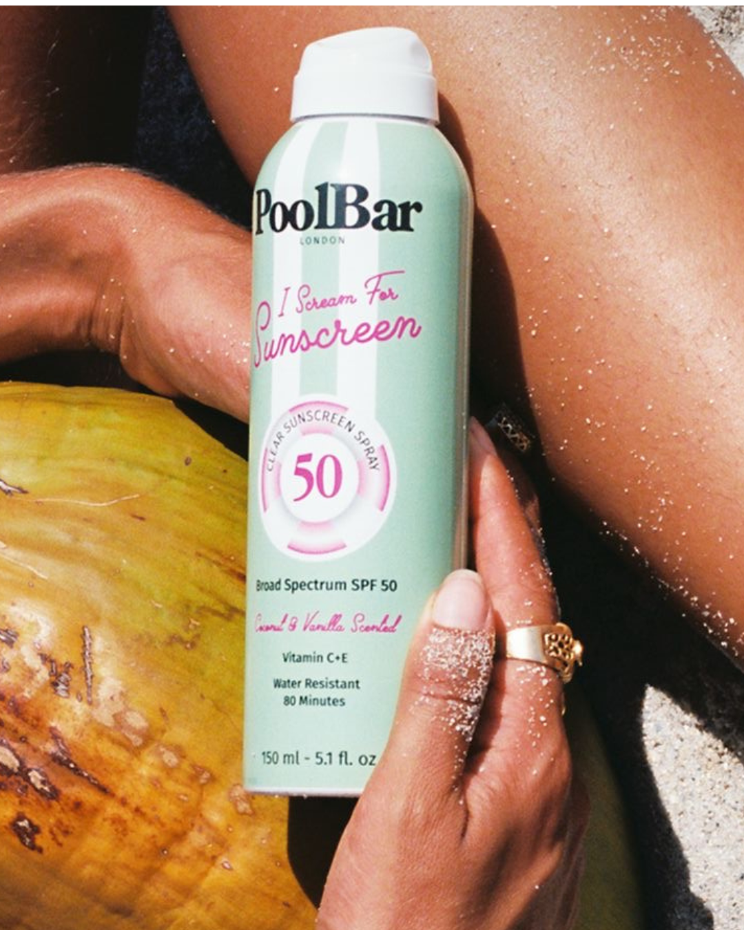 SPF 50 Clear Sunscreen Spray-Coconut and Vanilla Scented