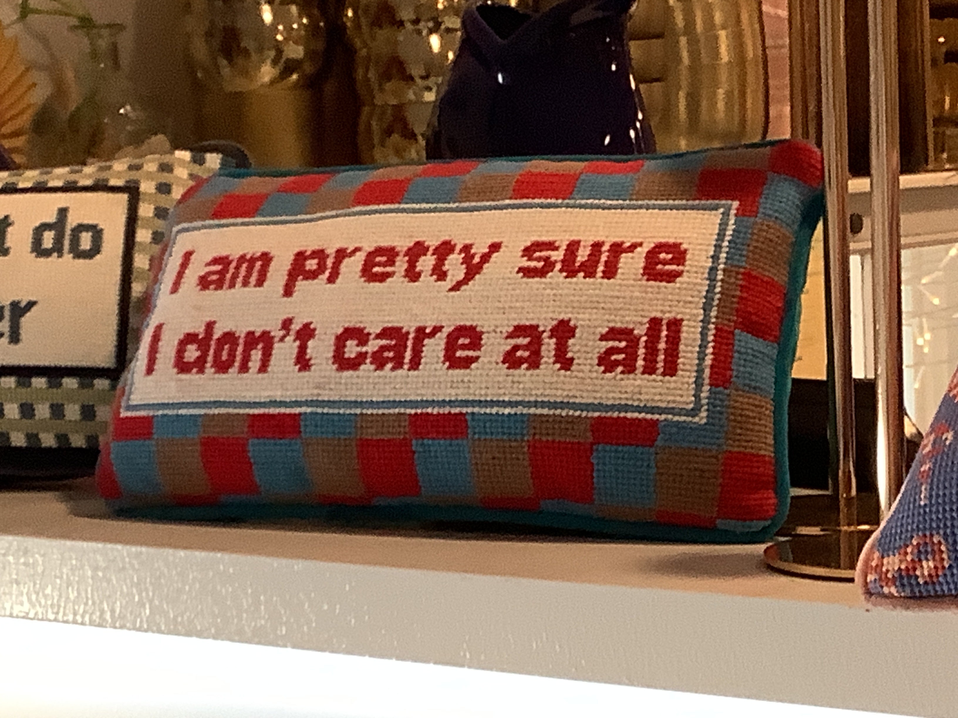 Pretty sure I don’t care pillow