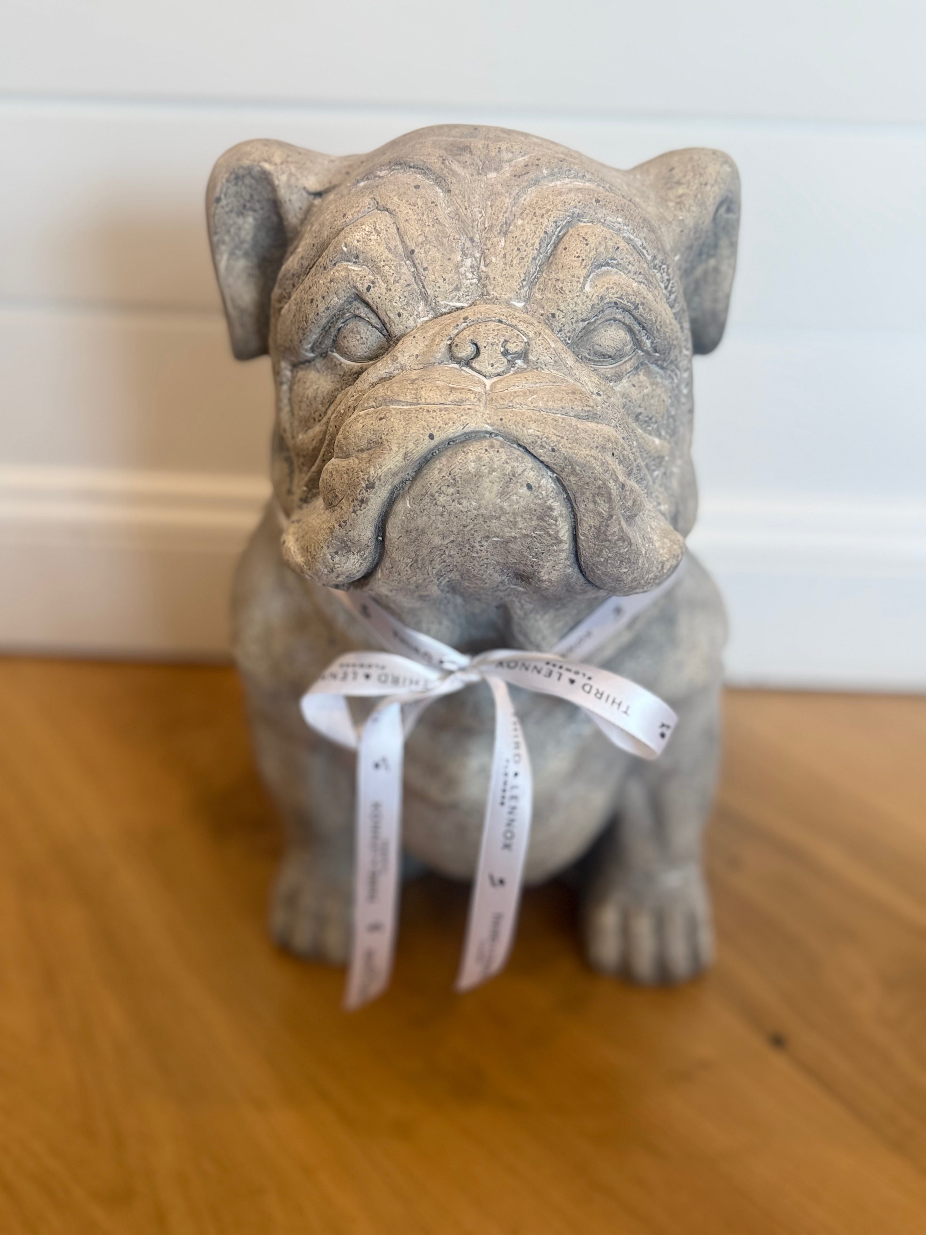 Sitting Bulldog Garden
 Resin Statue 16"