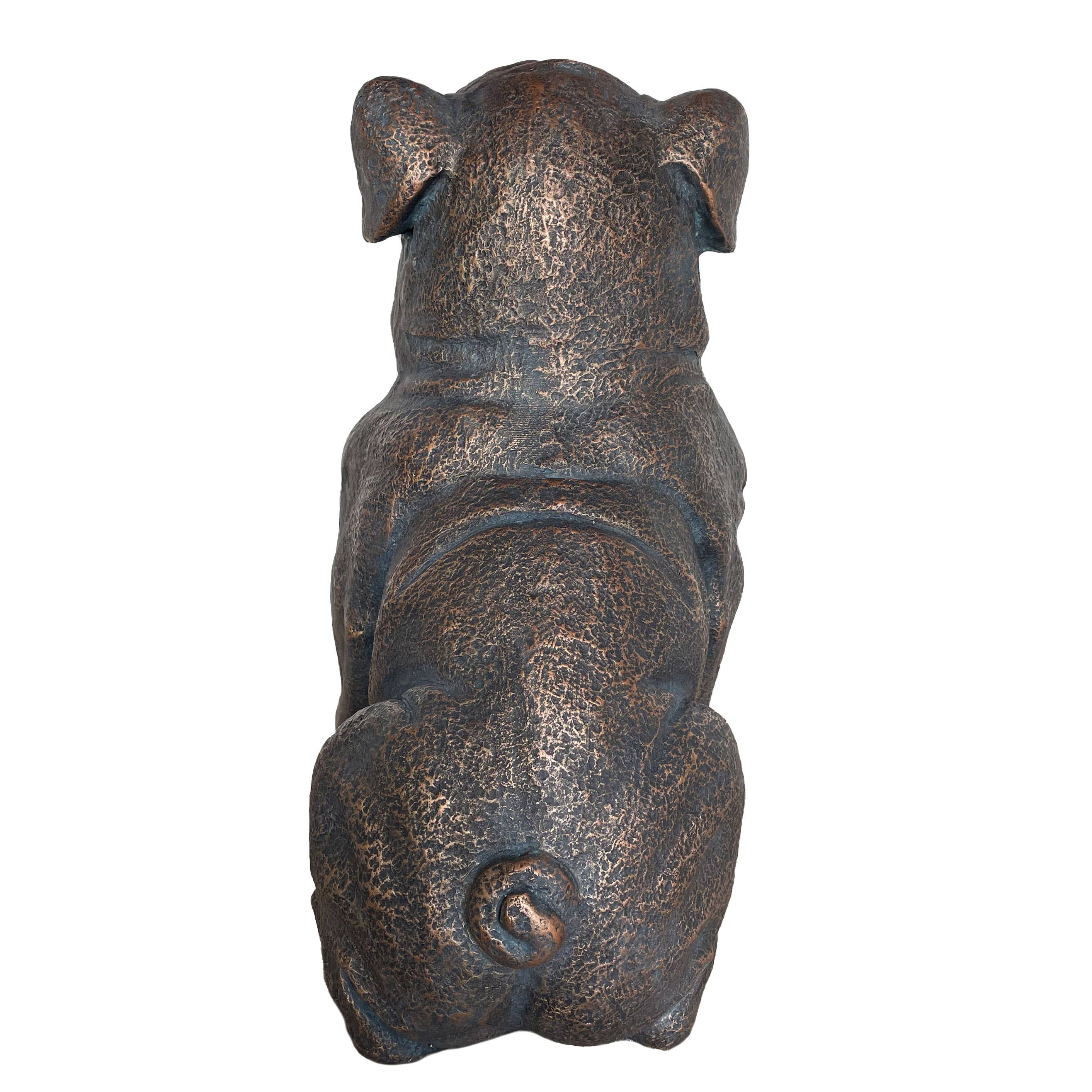 Sitting Bulldog Garden
 Resin Statue 16"