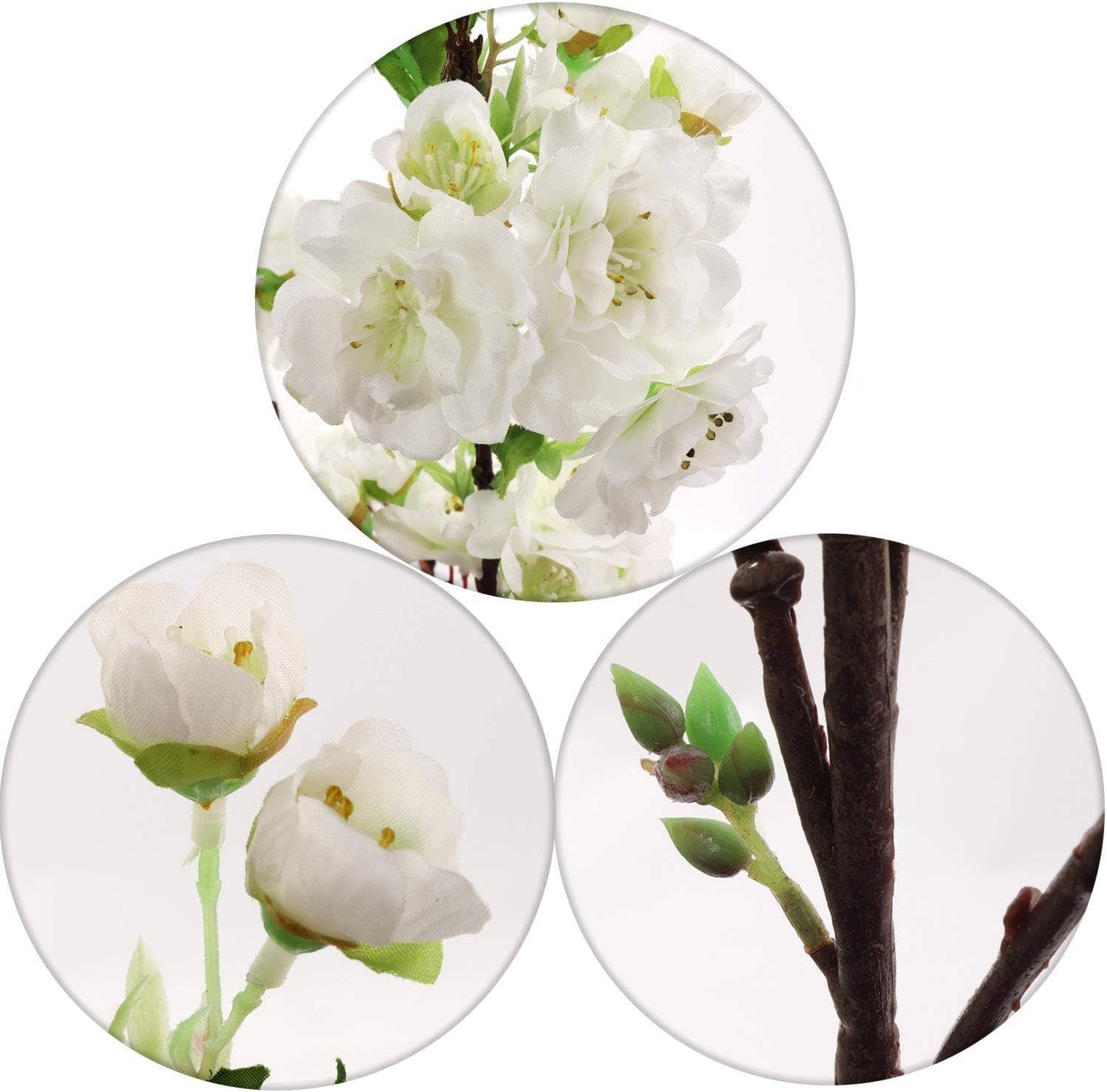 45" White Cherry Blossom Spray - Realistic Faux Flower
