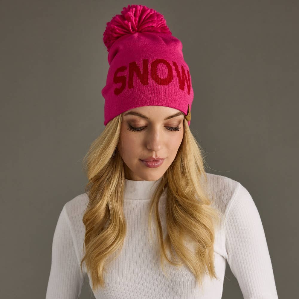 Bright Pink Snow Pom Hat