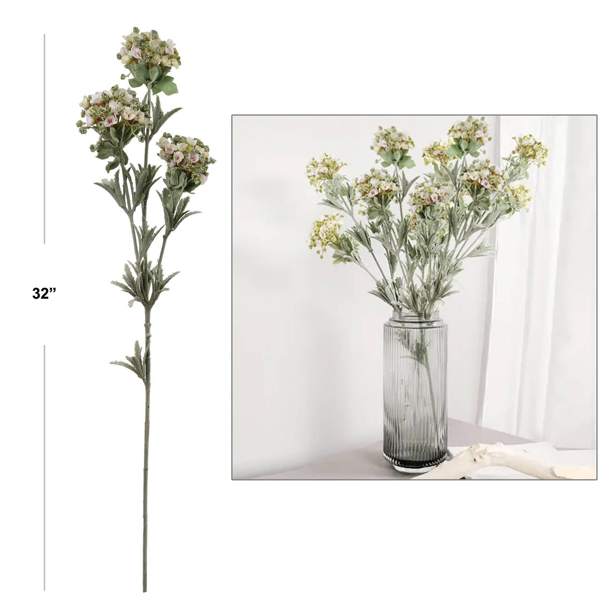 32" Sweet Allyssum White Faux Flower
