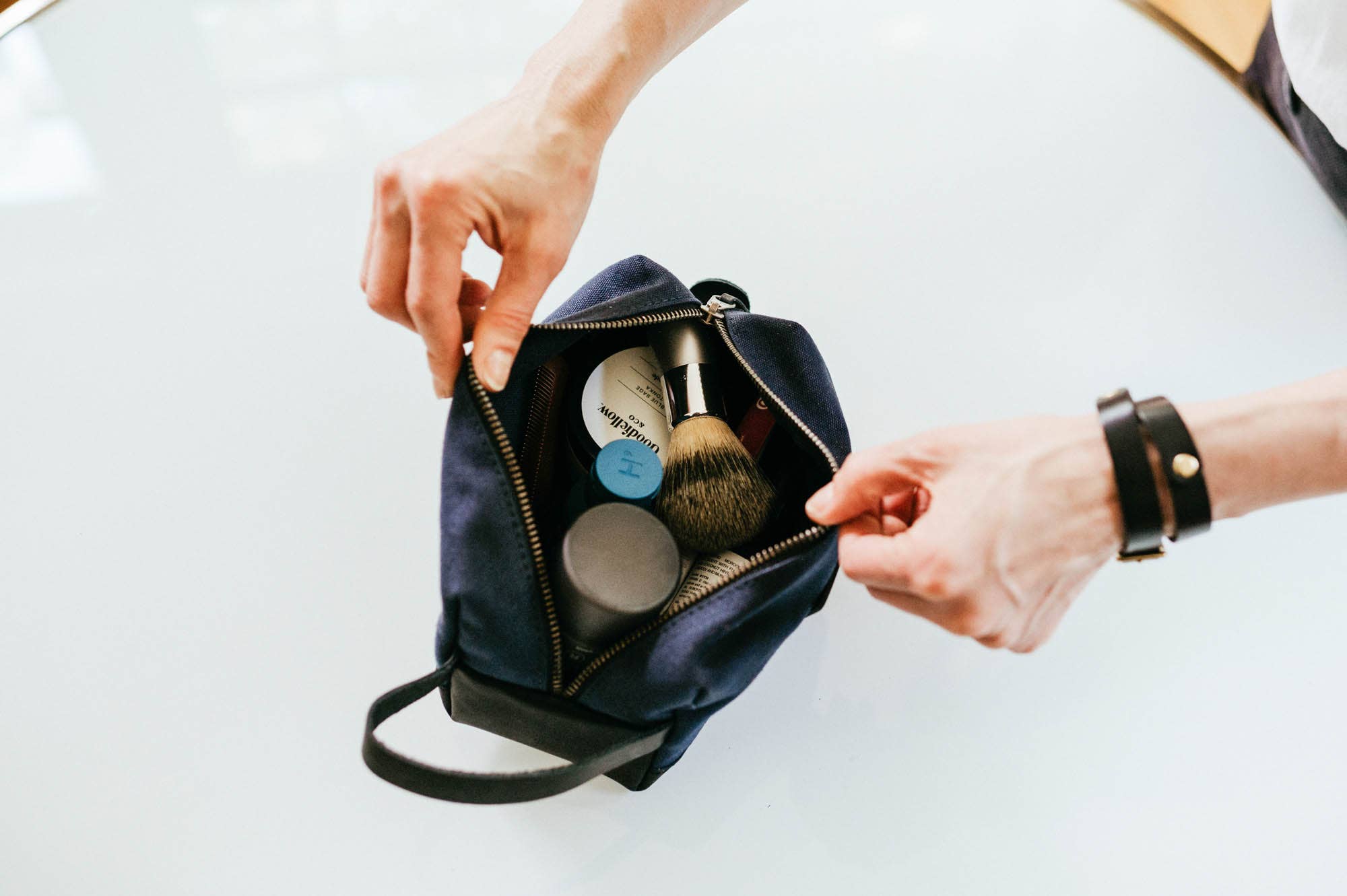 Canvas and Leather Travel Kit - Full Grain Leather - USA Made