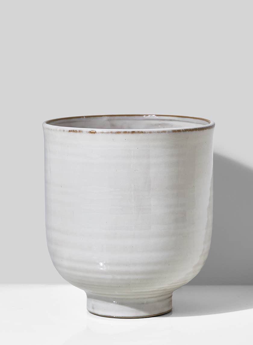 Glazed Ceramic Pedestal Bowl, Set of 2