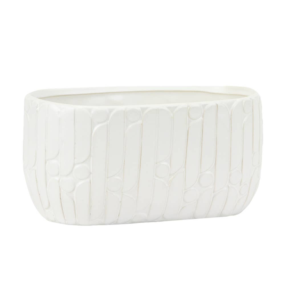 Wide Ridged Ceramic Planter