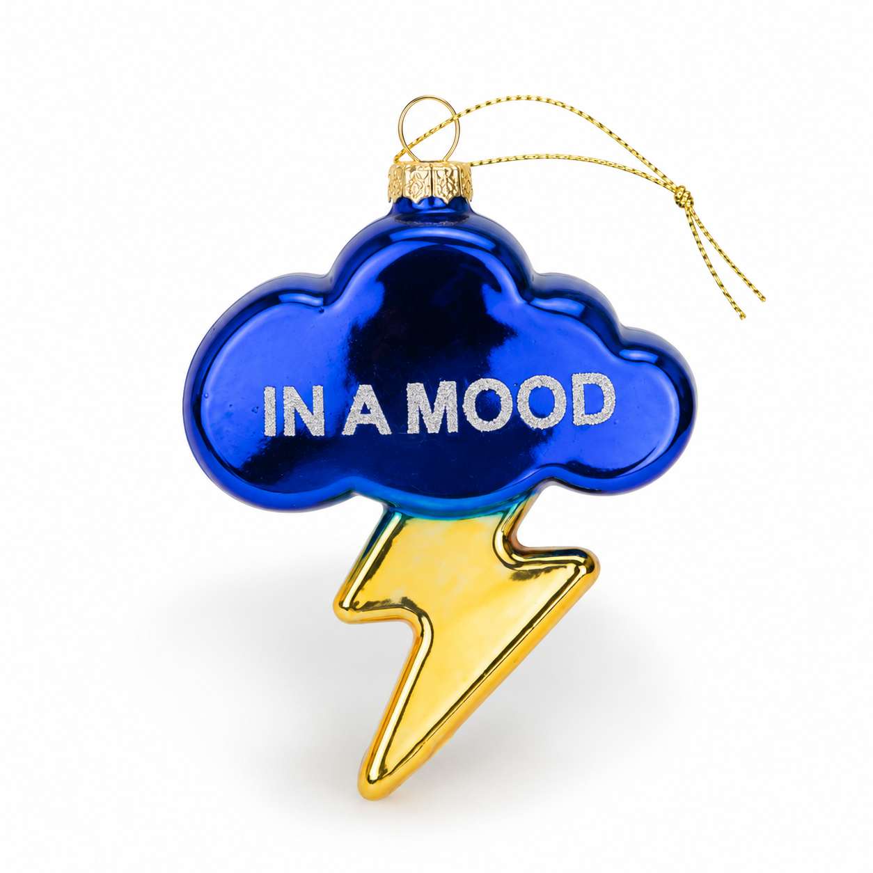 In A Mood - Lightning + Cloud Glass Ornament, Holiday Gift