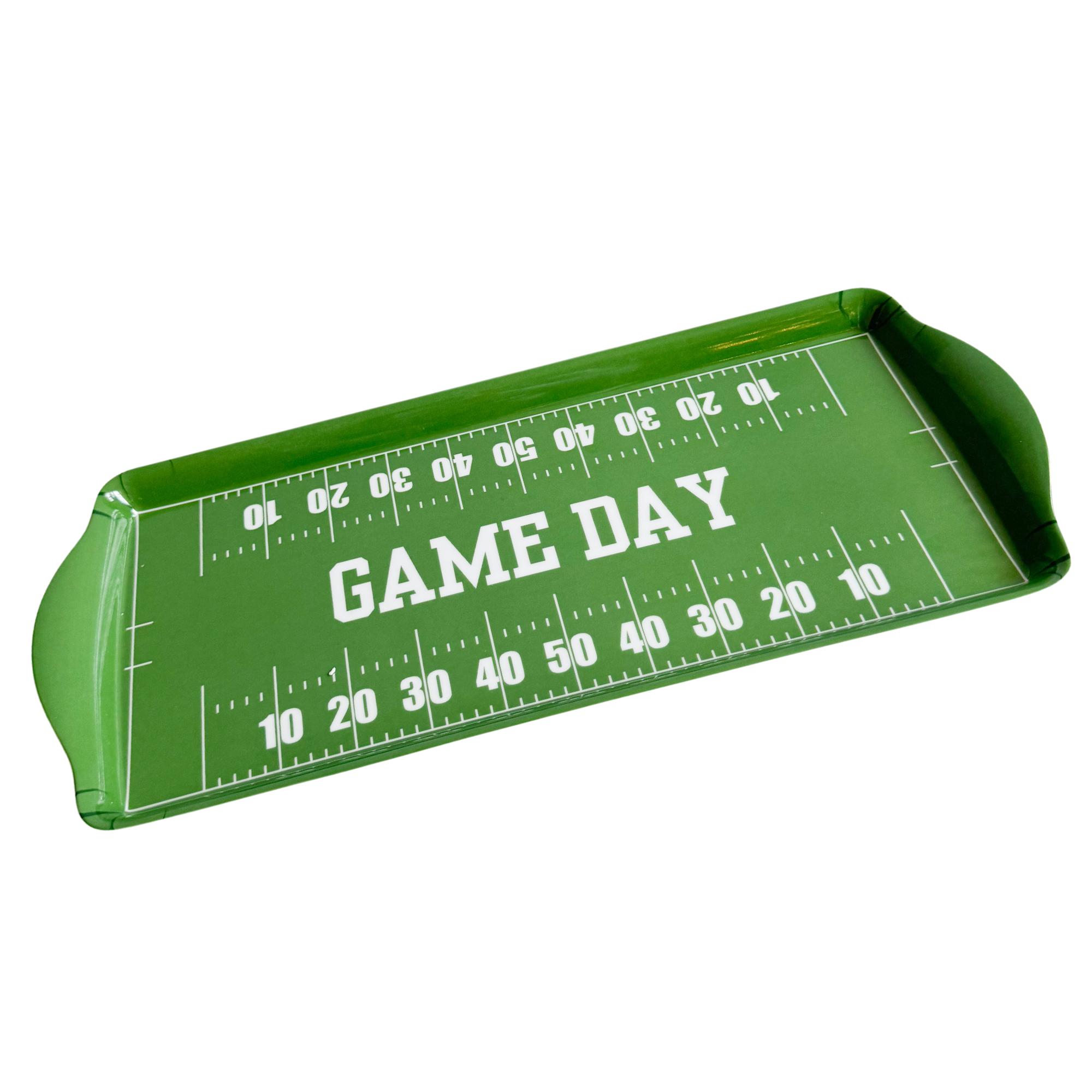 Green Football GameDay Melamine Tray for Appetizers & Tailgate Parties