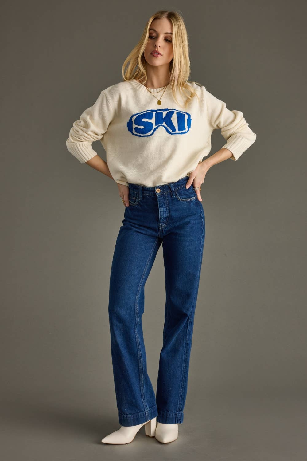 Cream Ski Goggle Sweater