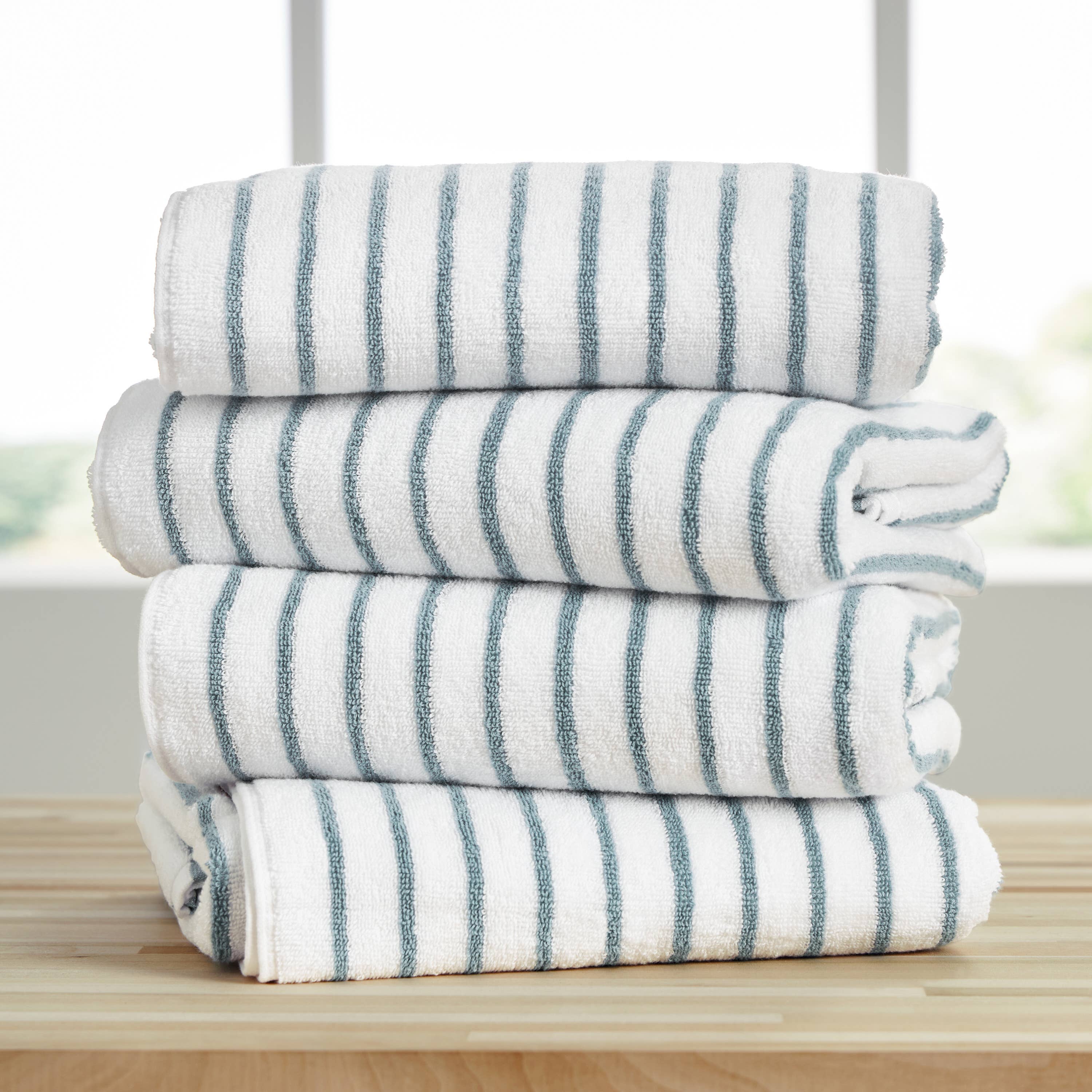 Cabana Stripe Beach Pool Towel 4pack - 100% Ring Spun Cotton