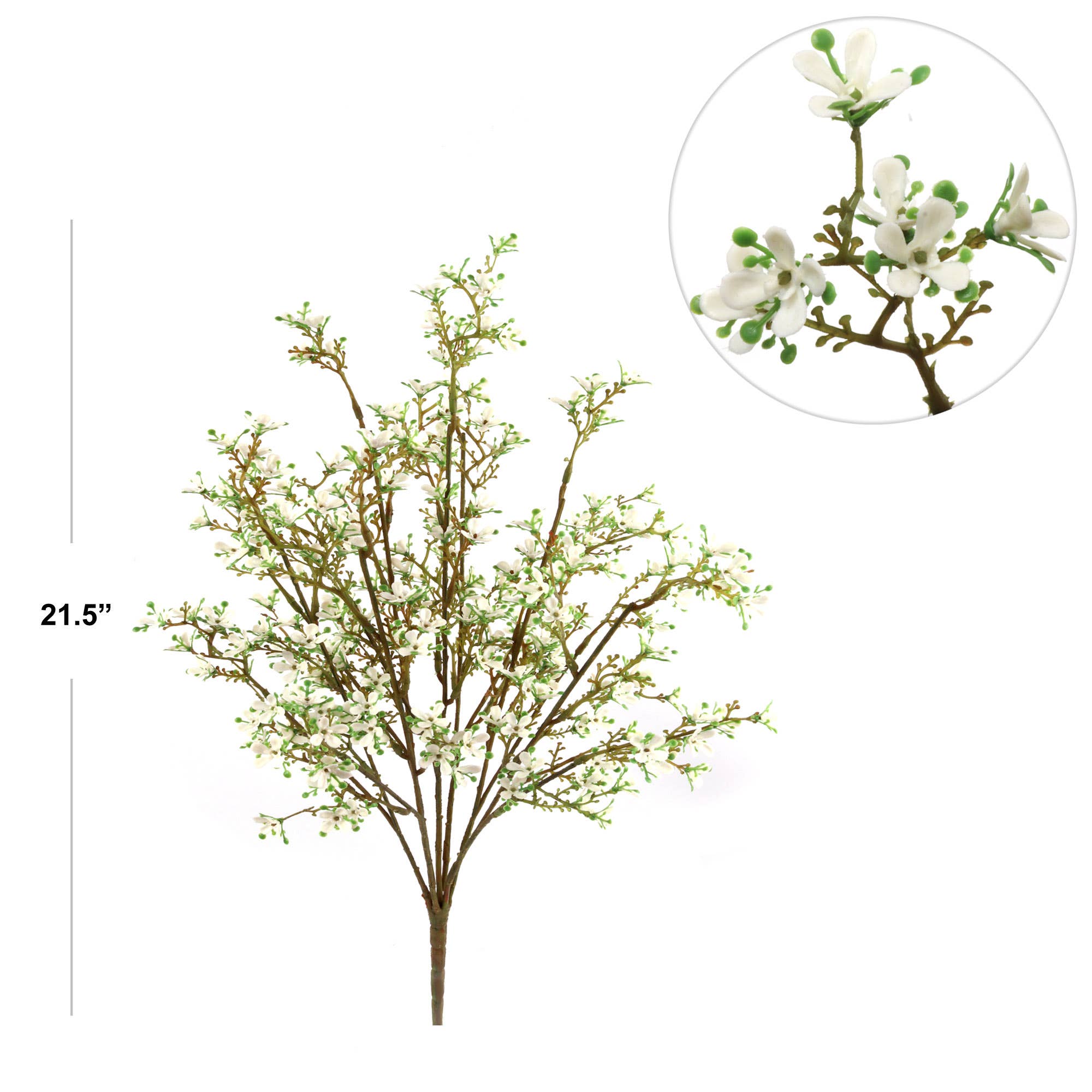 22" Mini White Flower Bush - Realistic Faux Flowers For Home