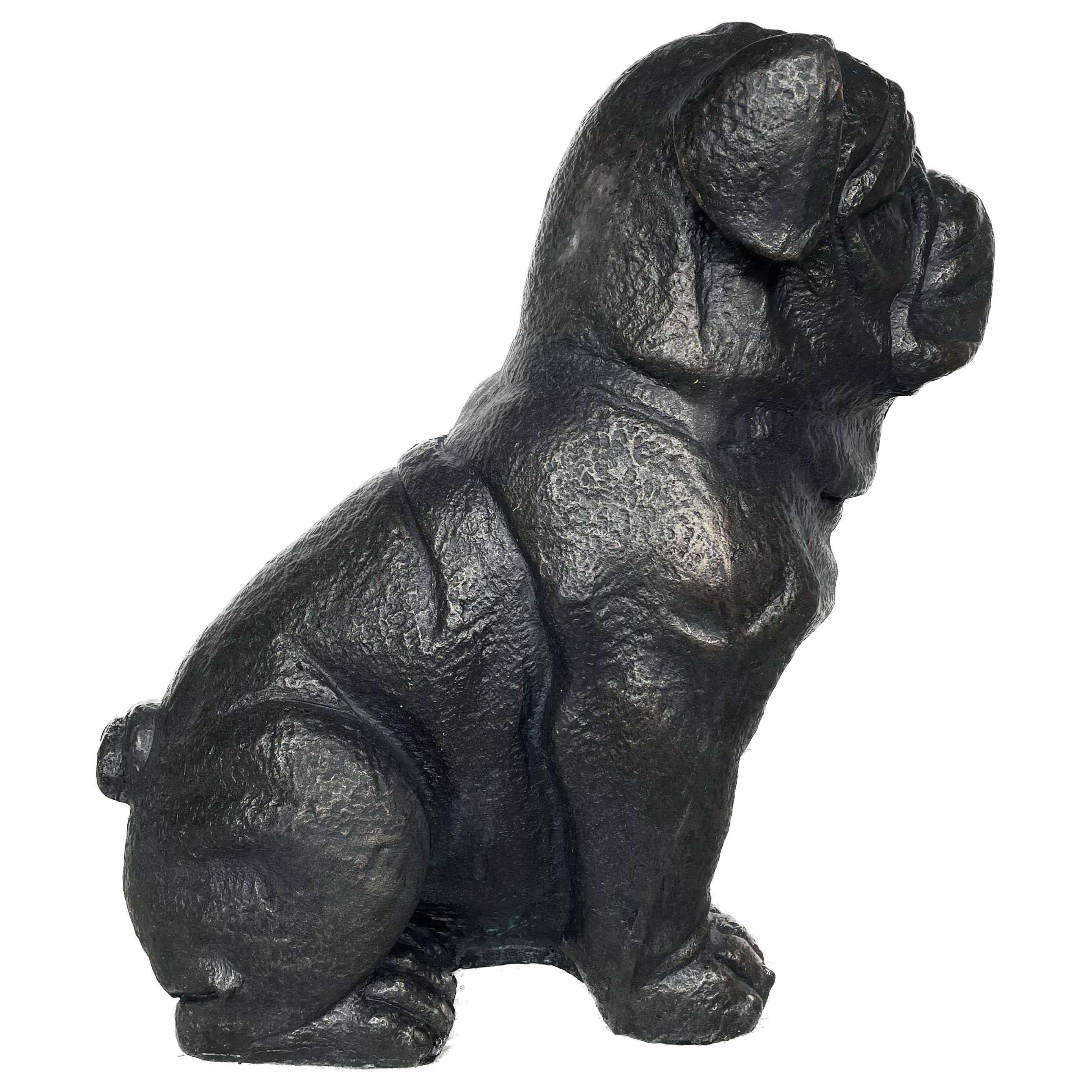 Sitting Bulldog Garden
 Resin Statue 16"